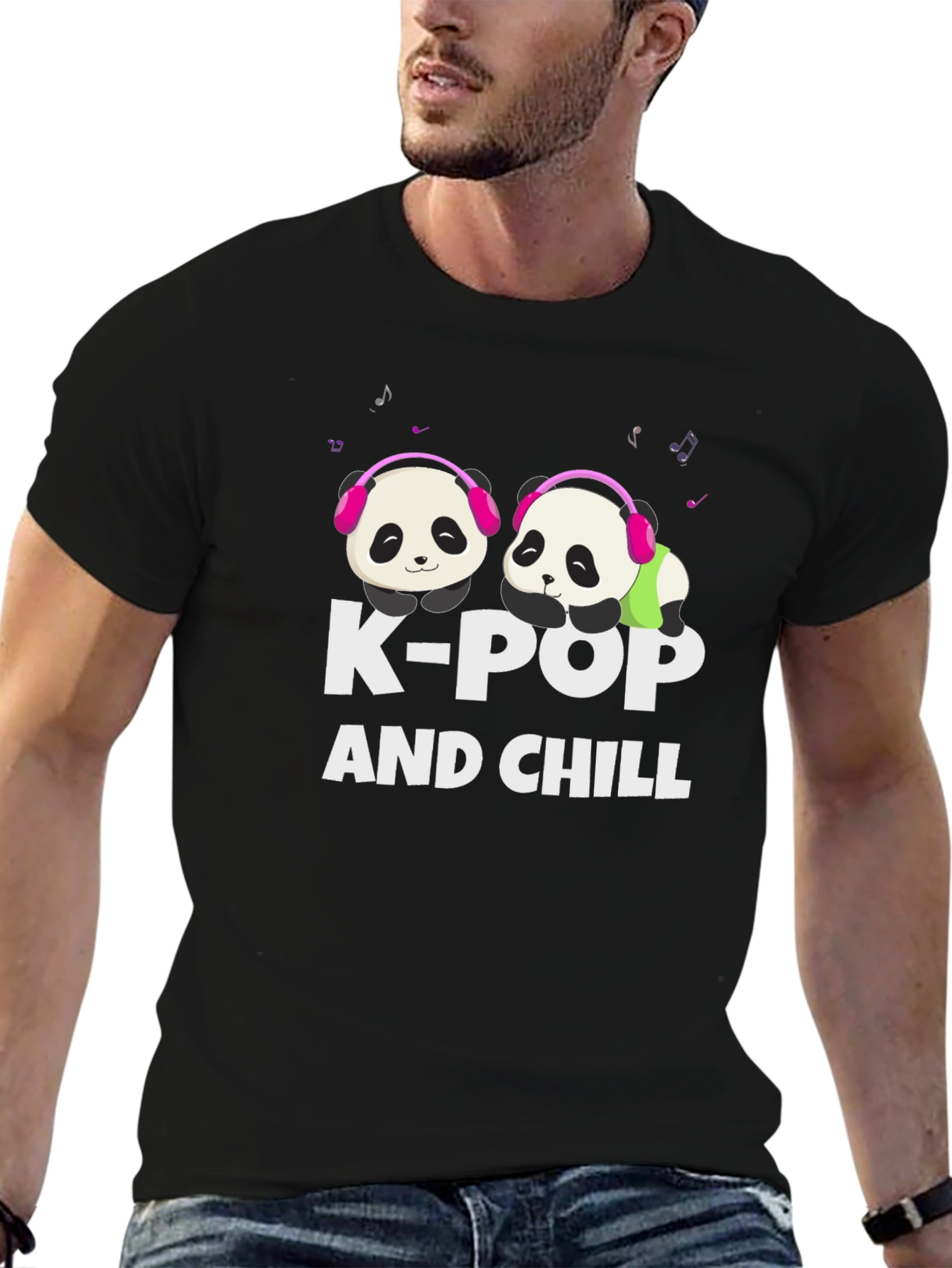 K-Pop and Chill Panda Graphic T-Shirt
