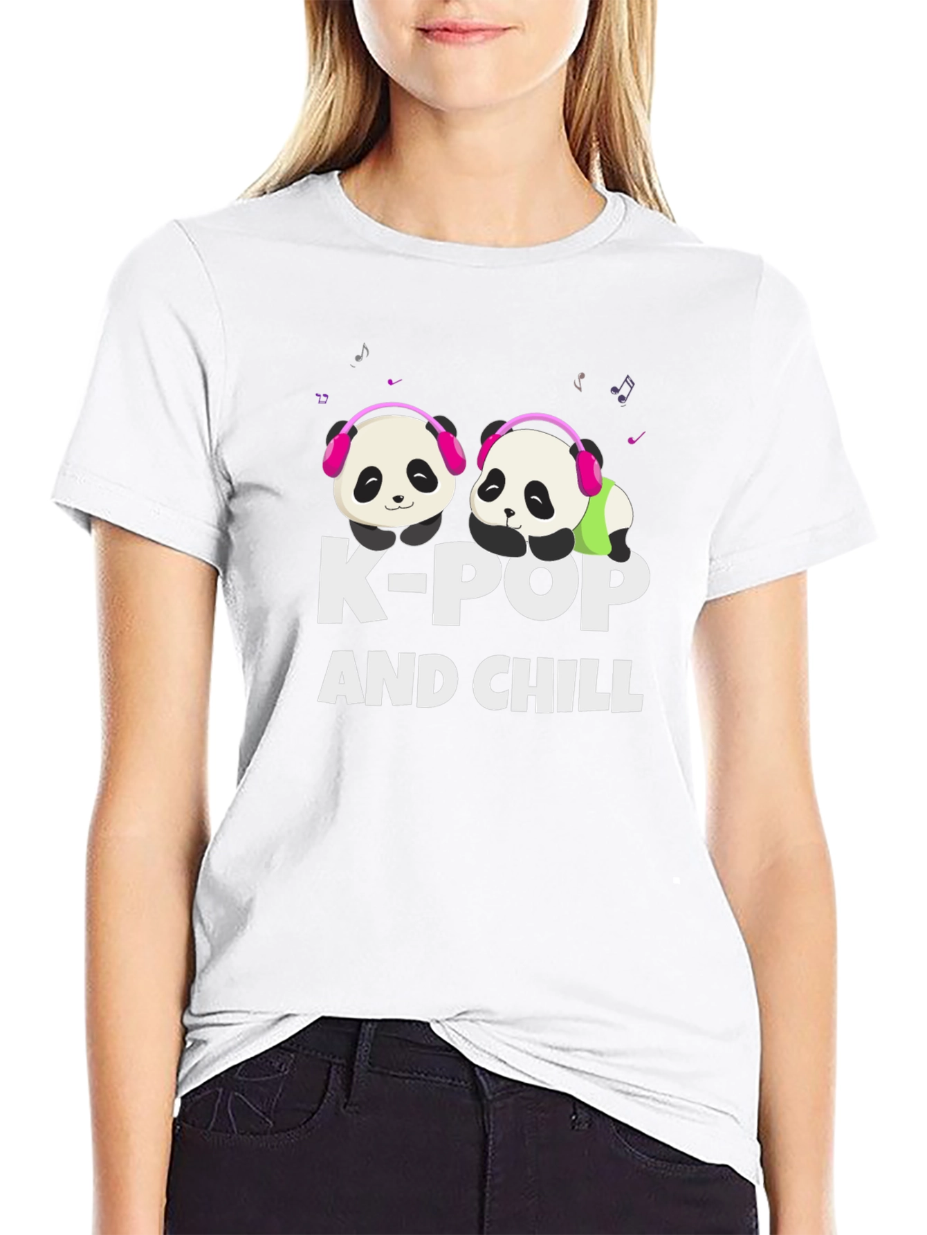 K-Pop and Chill Panda Graphic T-Shirt