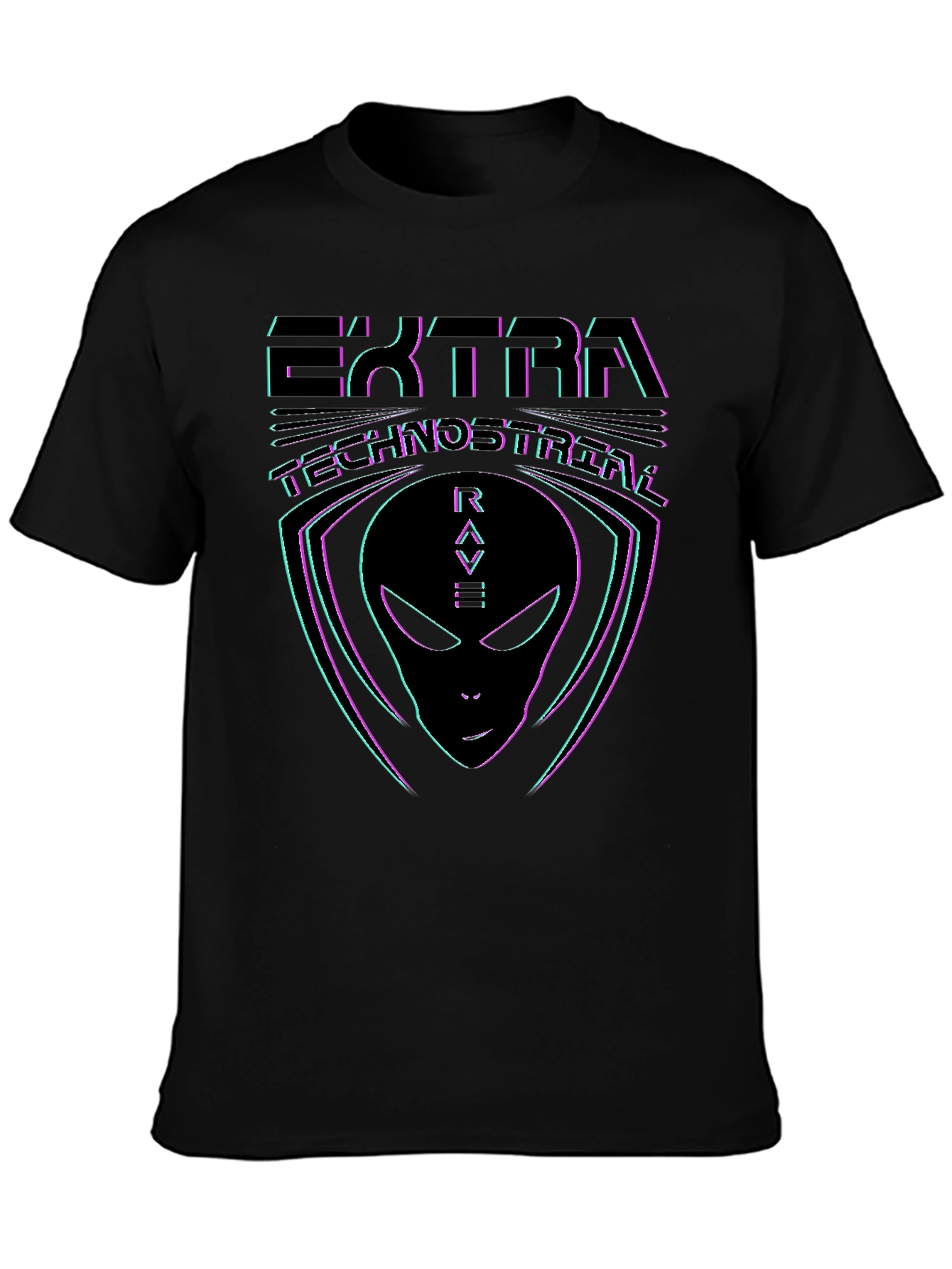 Ektra Technostreal Rave Alien Graphic Tee - Black