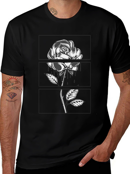 Rose Graphic Tee - Black Cotton Comfort