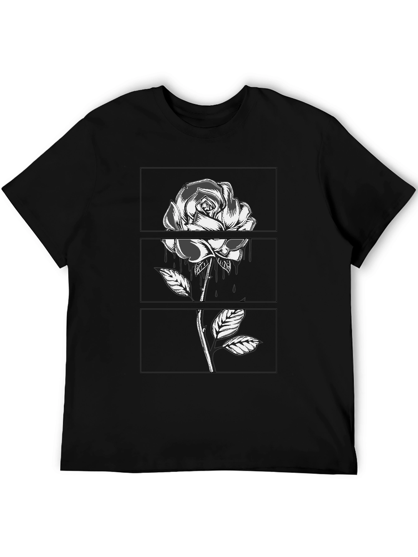 Rose Graphic Tee - Black Cotton Comfort