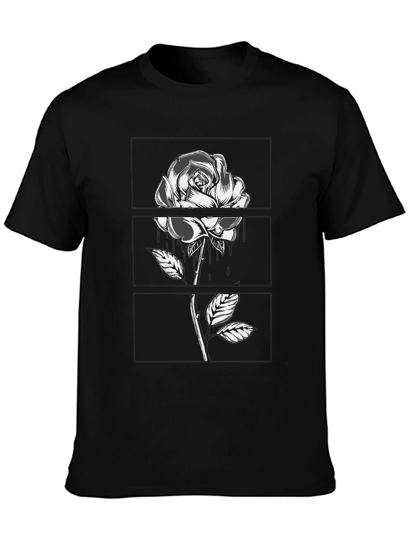 Rose Graphic Tee - Black Cotton Comfort