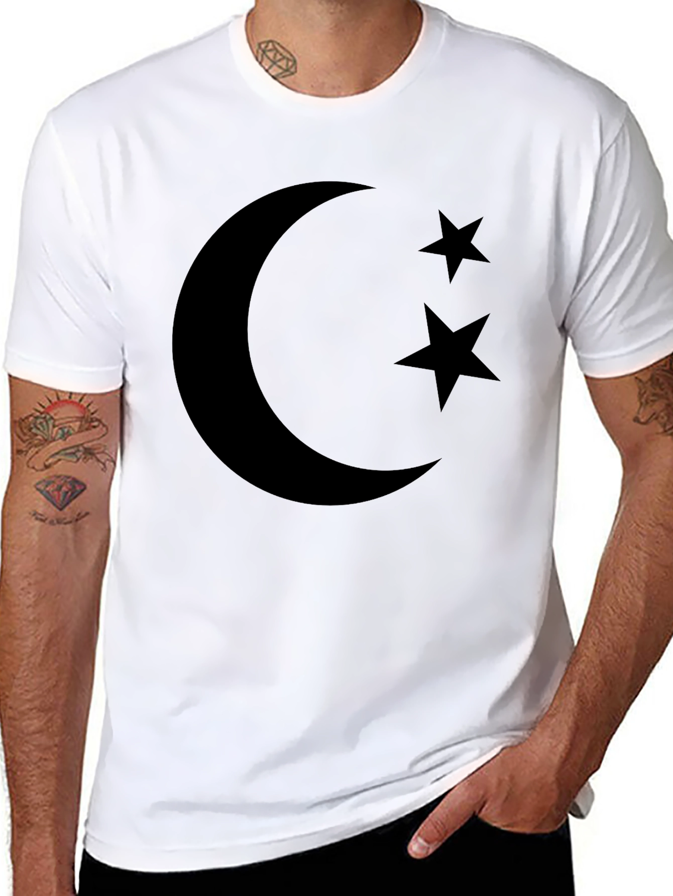 Black Crescent Moon & Stars Graphic Tee