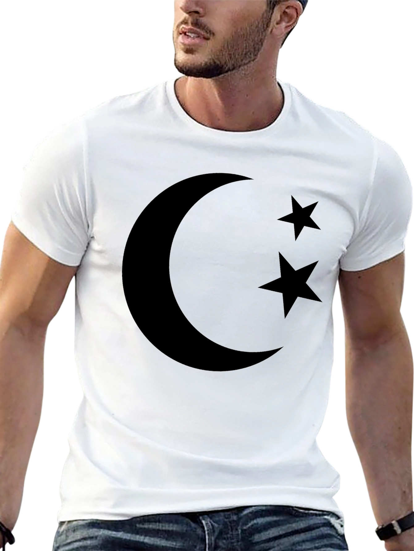 Black Crescent Moon & Stars Graphic Tee