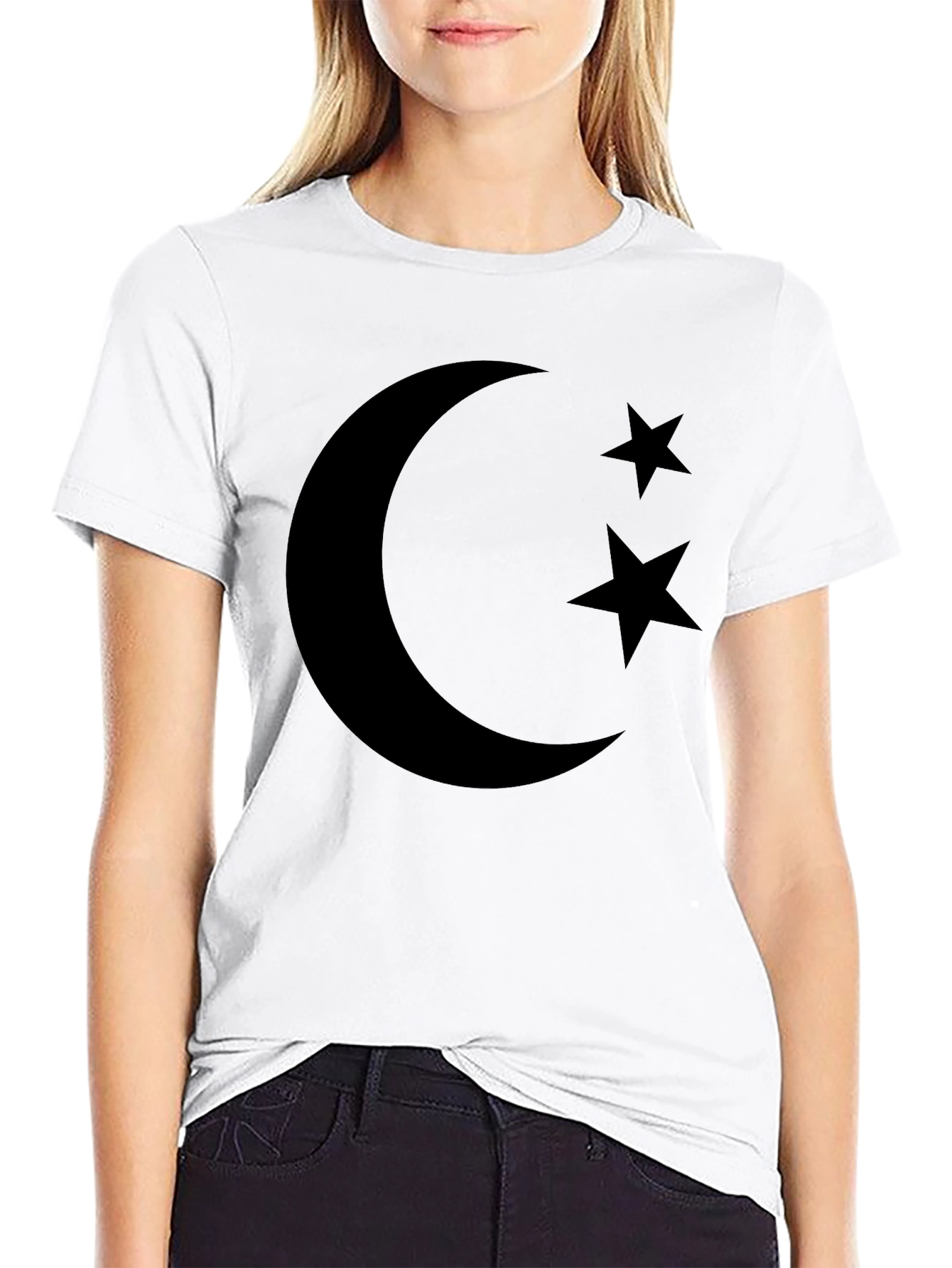 Black Crescent Moon & Stars Graphic Tee