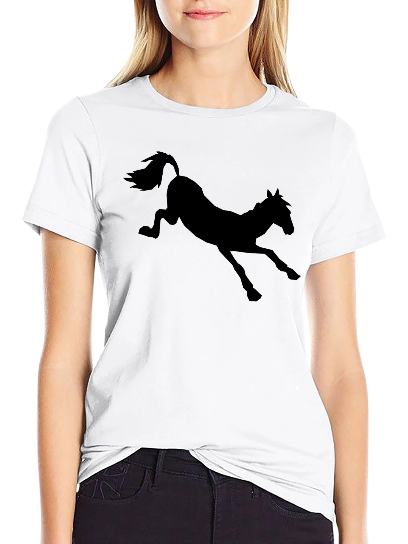 Mens Black T-Shirt with Horse Silhouette