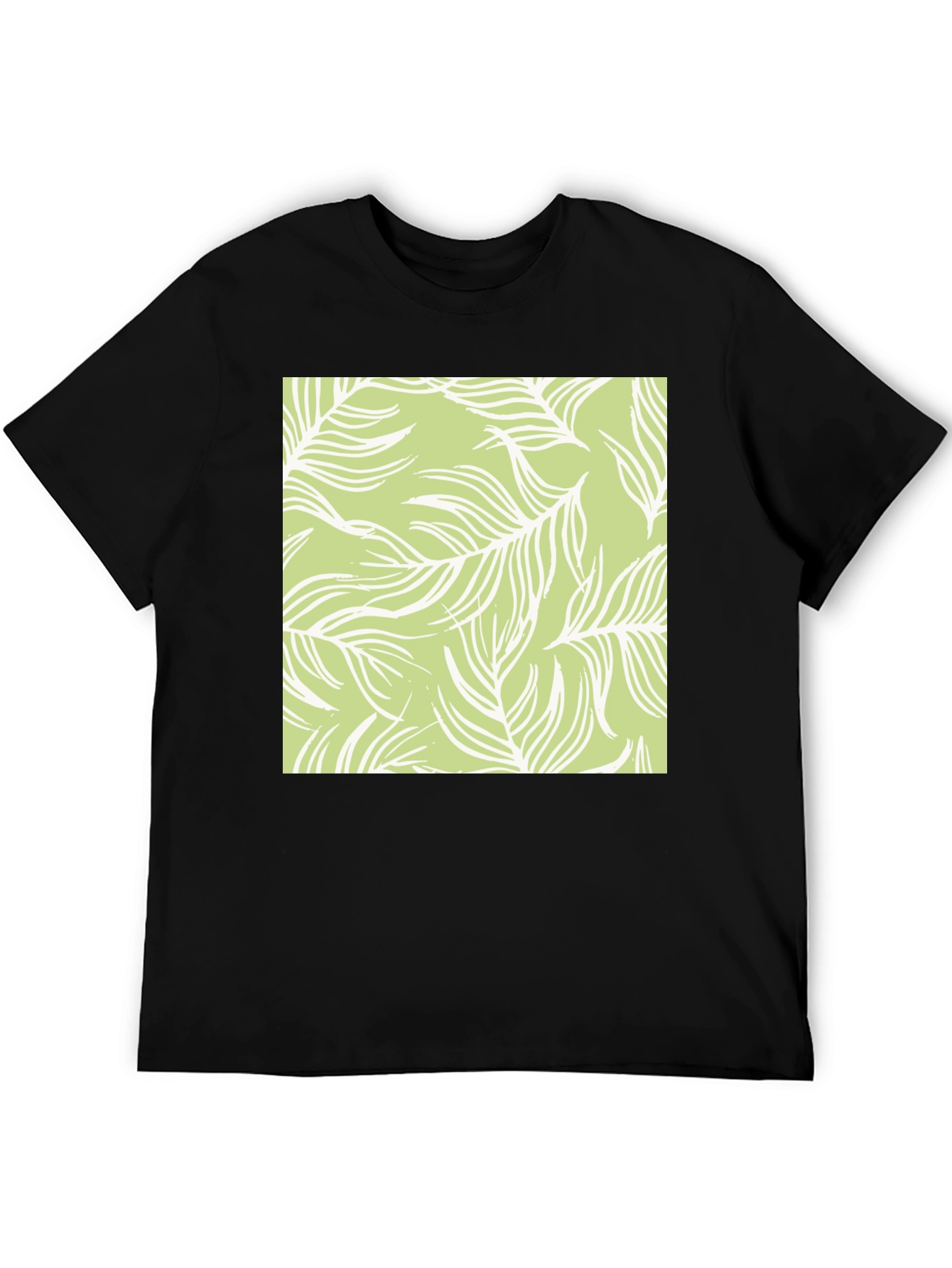Nature Pattern Tee - Black Cotton Casual