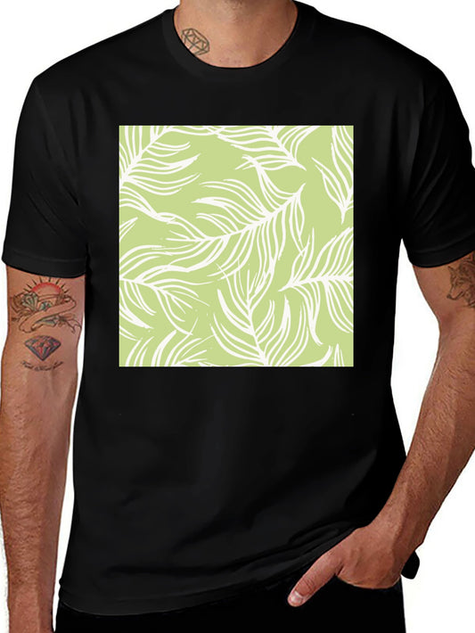 Nature Pattern Tee - Black Cotton Casual