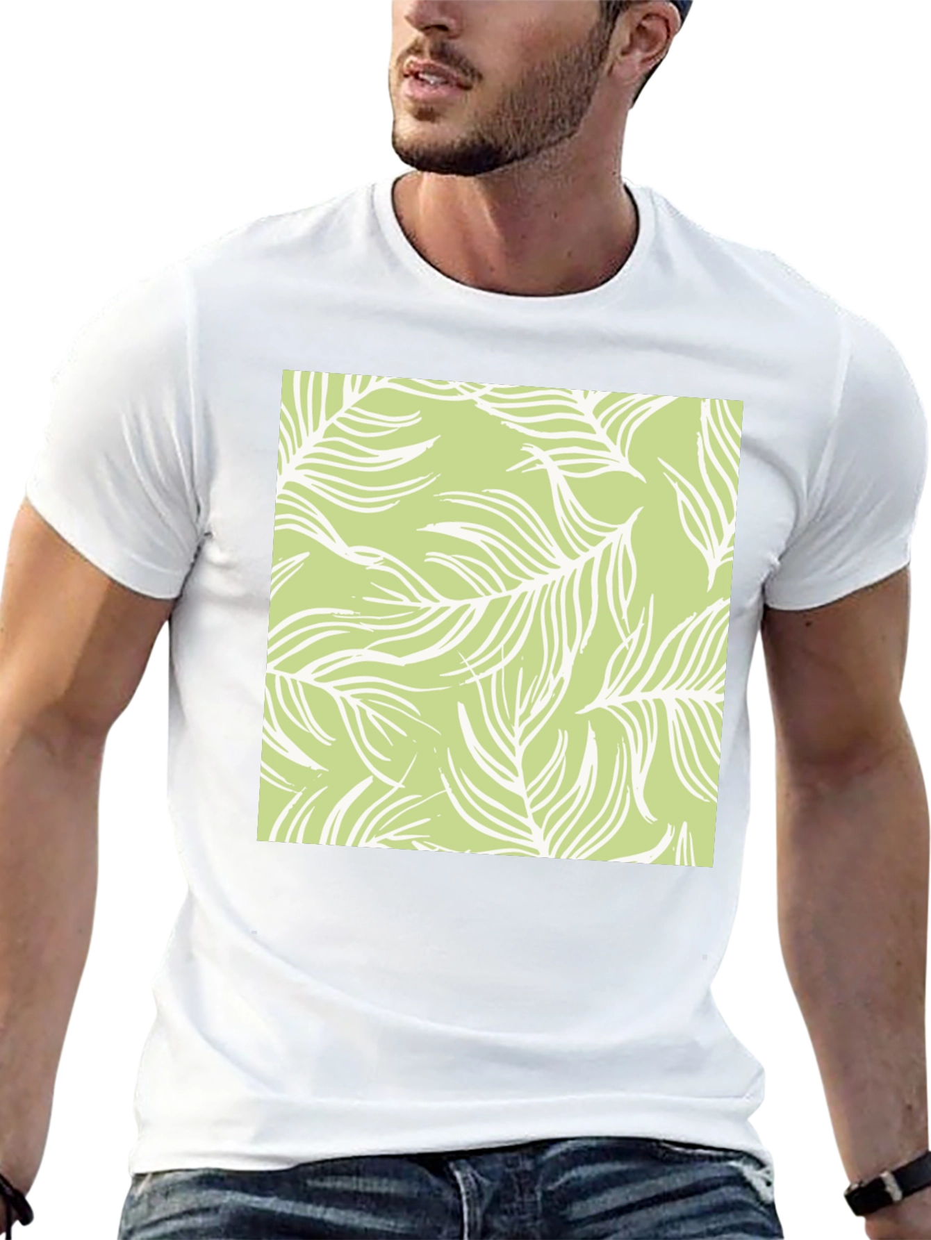 Nature Pattern Tee - Black Cotton Casual