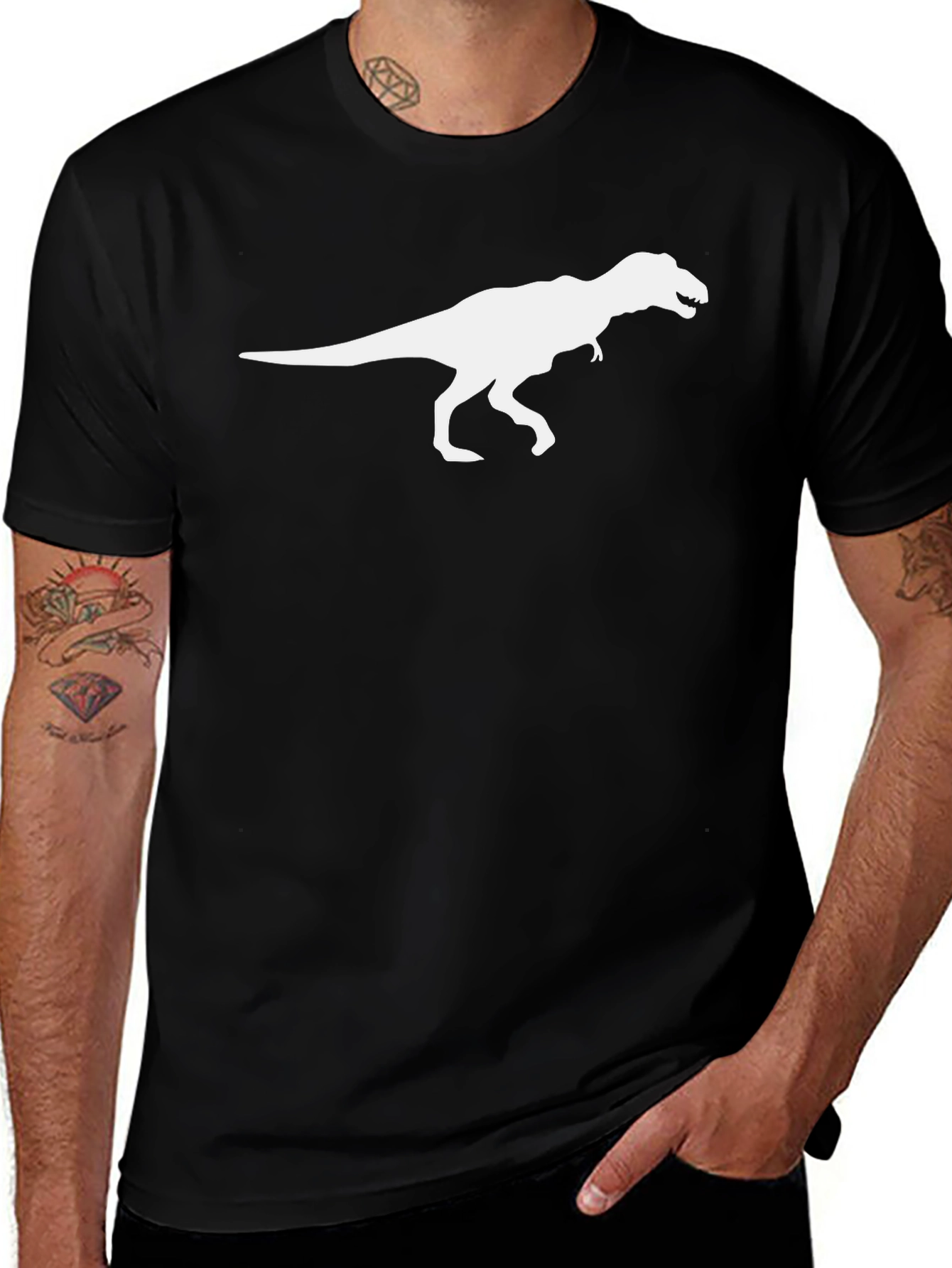 Dino T-Rex Graphic Tee - Black Cotton Shirt
