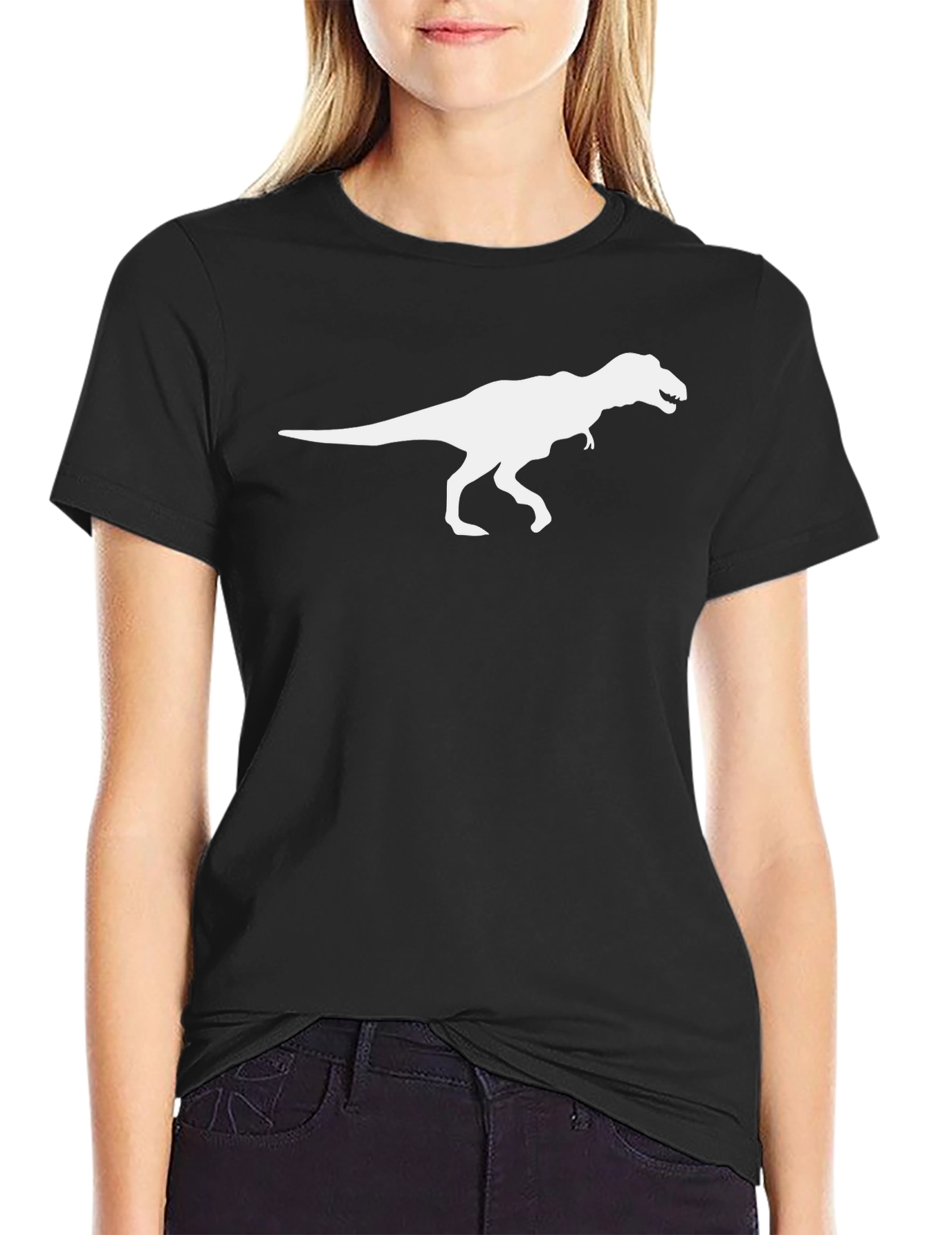 Dino T-Rex Graphic Tee - Black Cotton Shirt