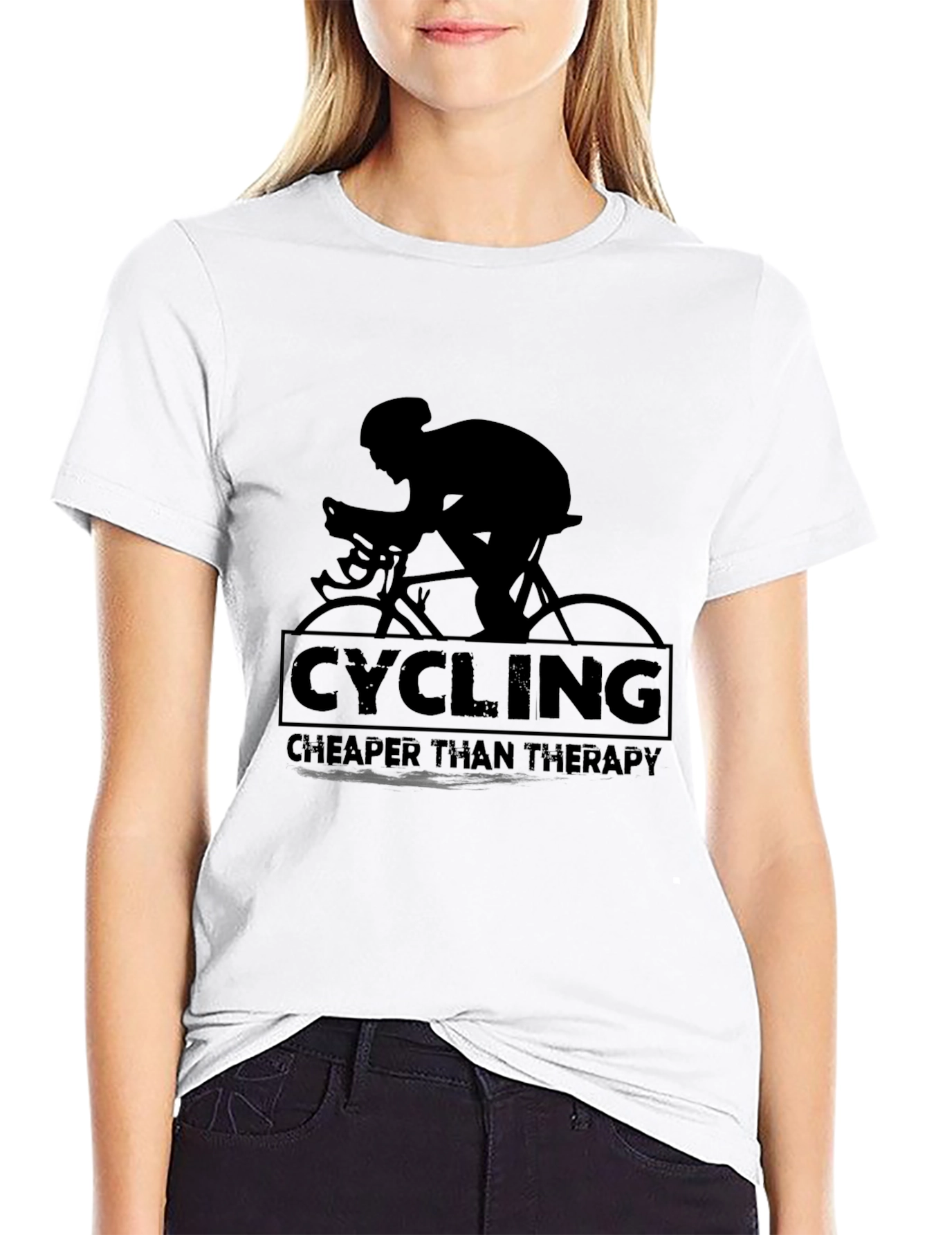 Cycling Cheaper Than Therapy T-Shirt - Black