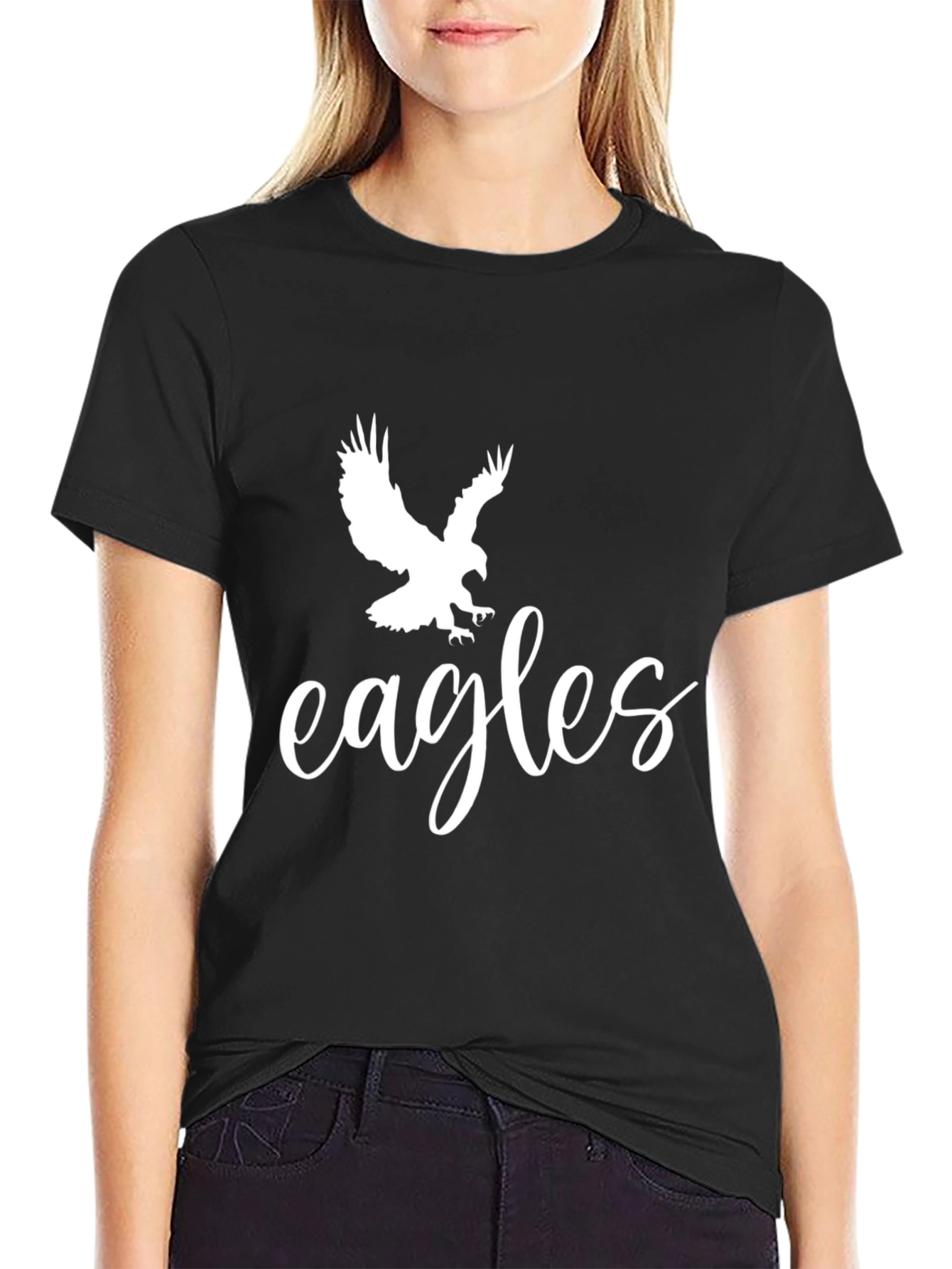 Eagles Graphic Tee - Black Cotton T-Shirt