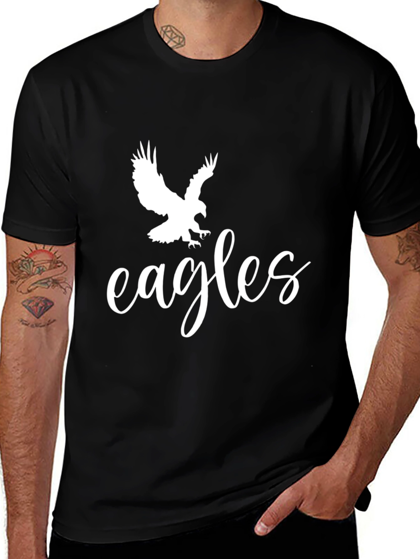 Eagles Graphic Tee - Black Cotton T-Shirt
