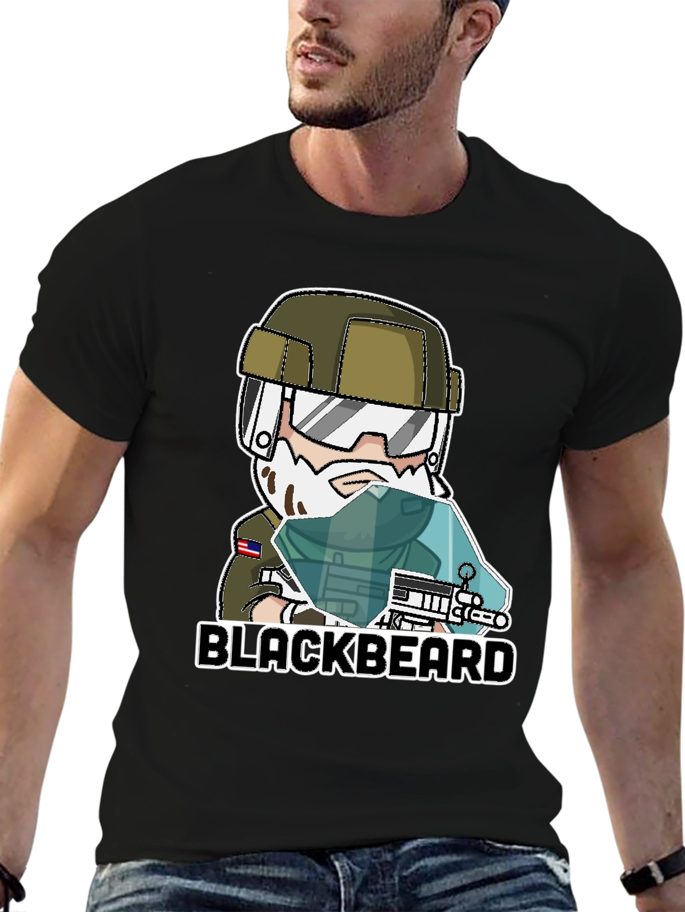 Blackbeard Cartoon Graphic Tee - Gaming Apparel