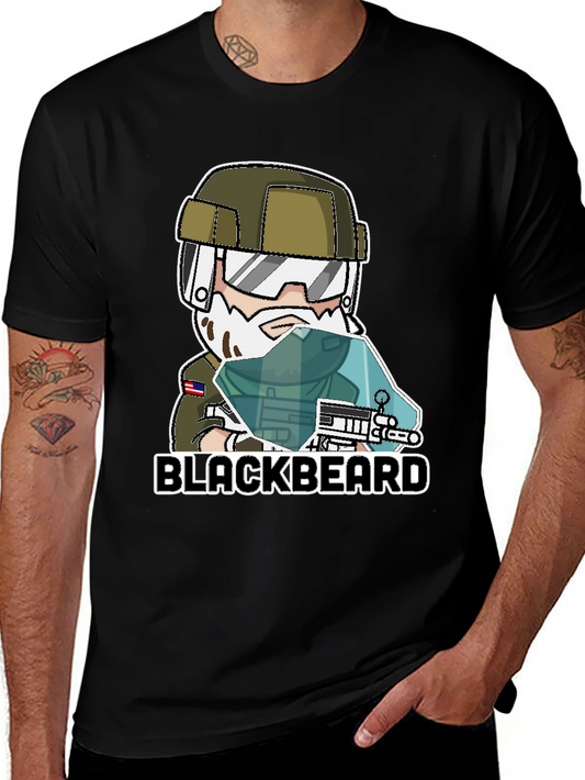 Blackbeard Cartoon Graphic Tee - Gaming Apparel