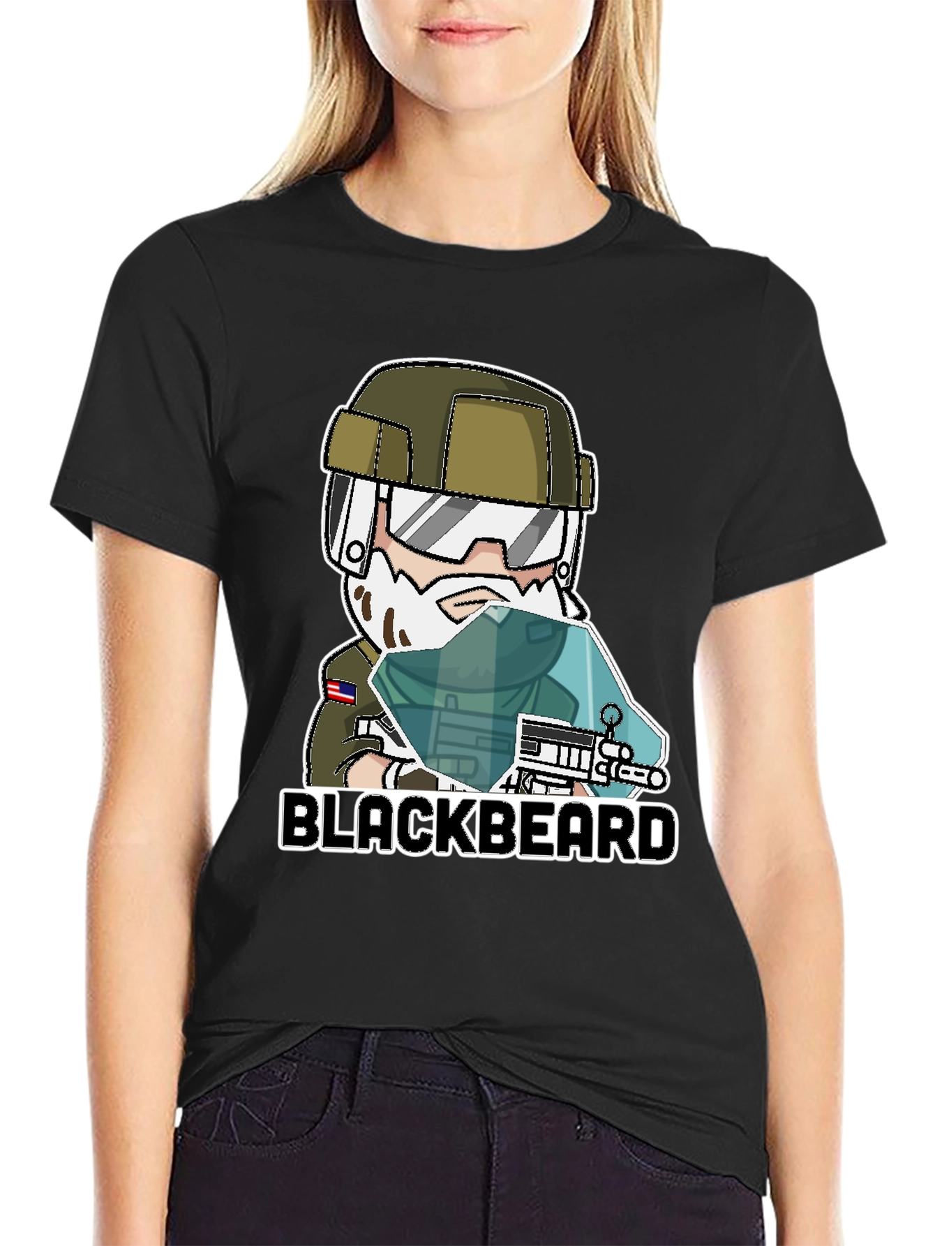 Blackbeard Cartoon Graphic Tee - Gaming Apparel