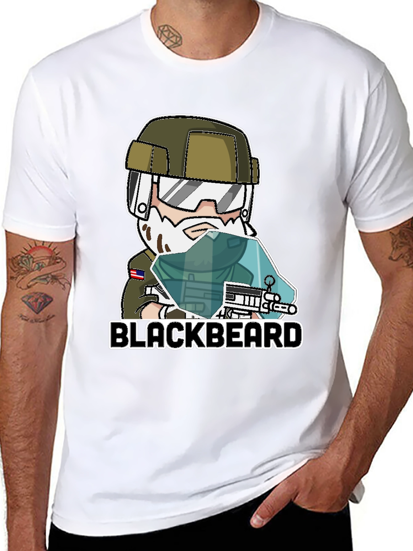 Blackbeard Cartoon Graphic Tee - Gaming Apparel