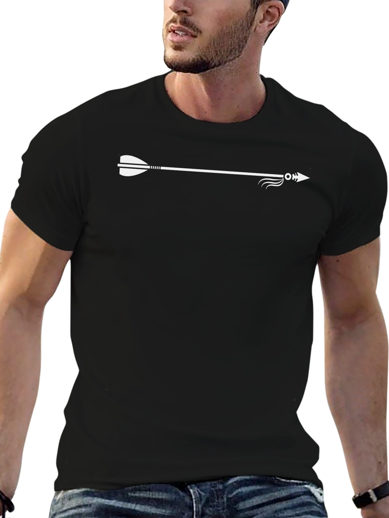 Arrow Graphic Tee - Stylish Black Cotton T-Shirt