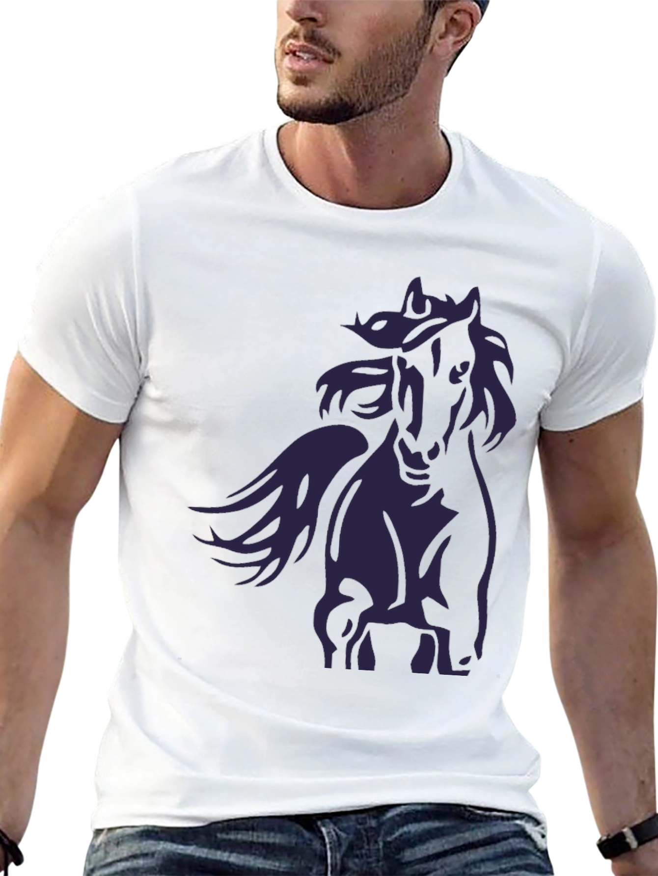 Black Horse Graphic T-Shirt - Stylish Mens Tee