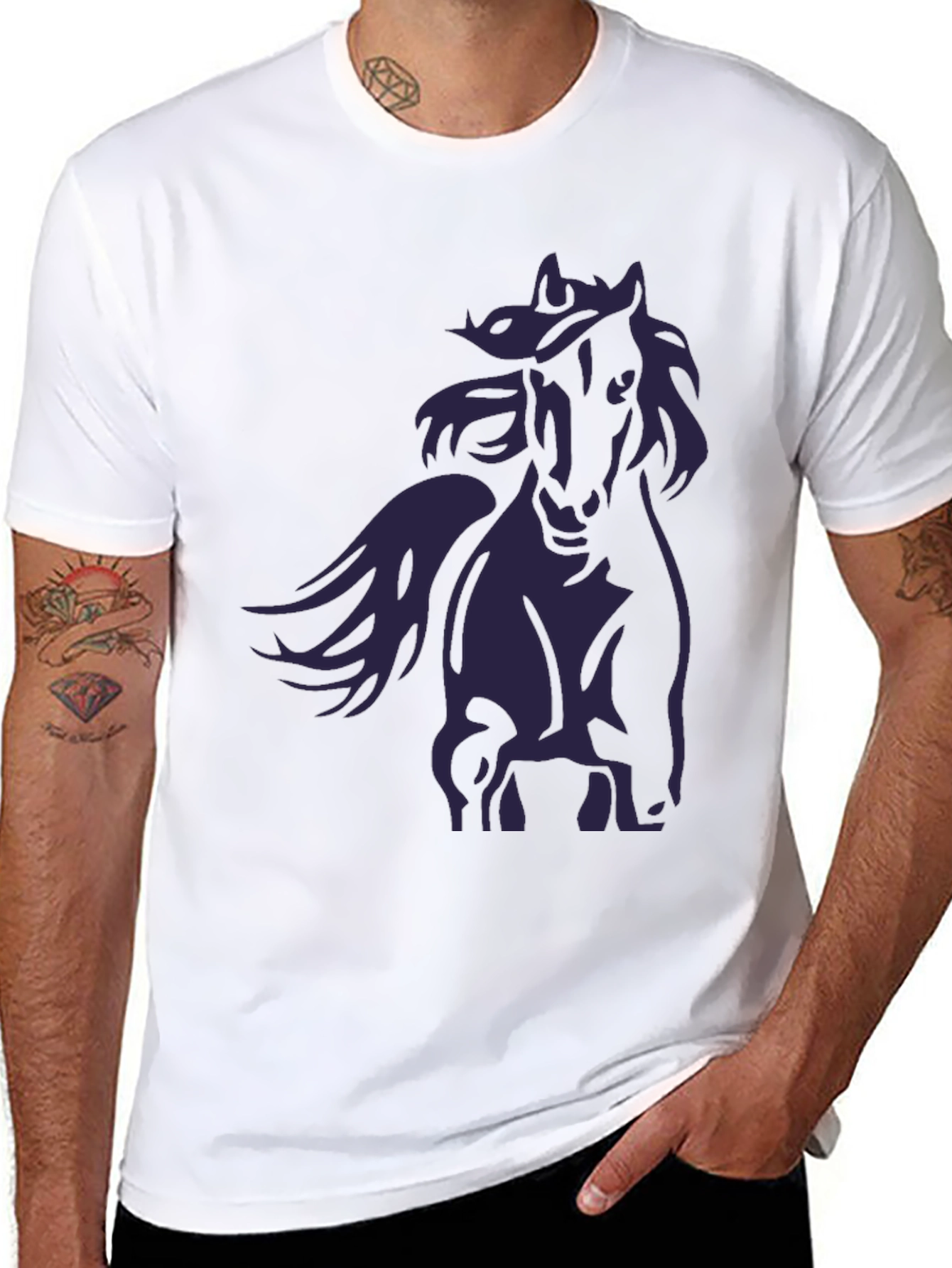 Black Horse Graphic T-Shirt - Stylish Mens Tee