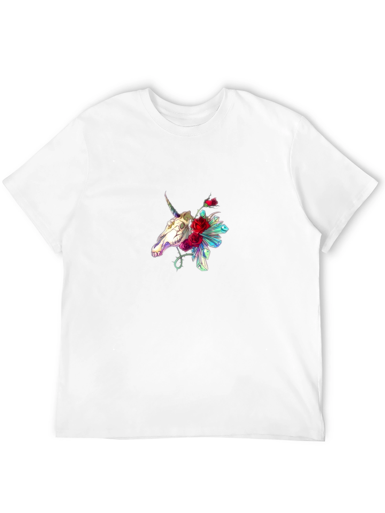 Unicorn Skull Floral Graphic T-Shirt