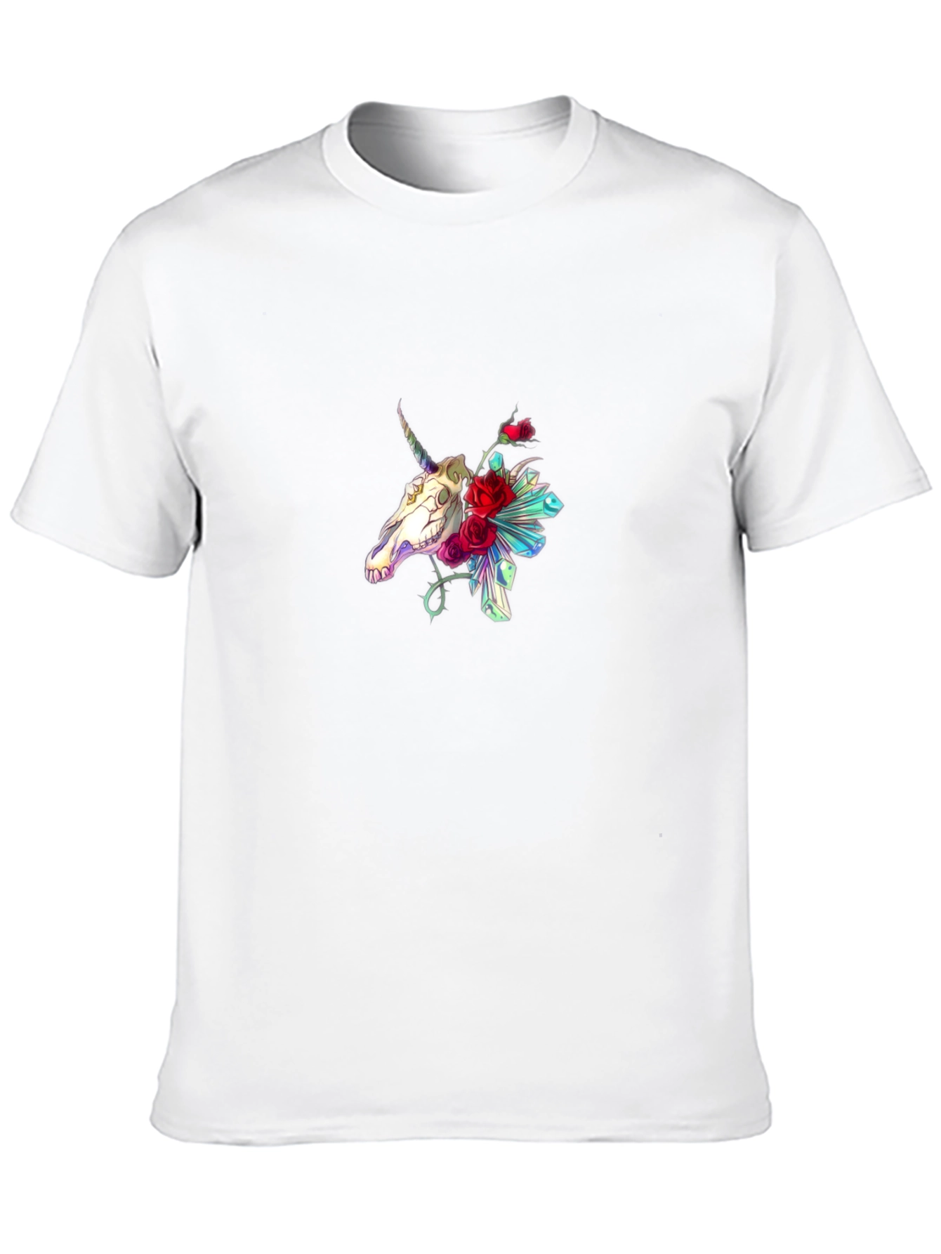 Unicorn Skull Floral Graphic T-Shirt