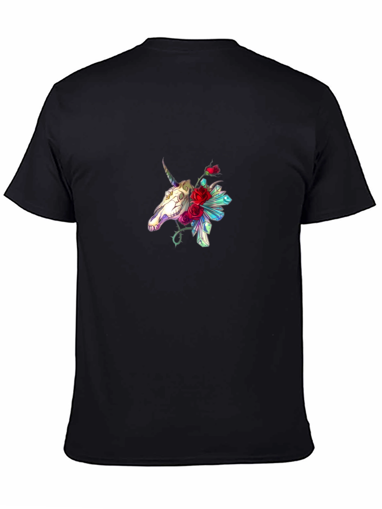 Unicorn Skull Floral Graphic T-Shirt