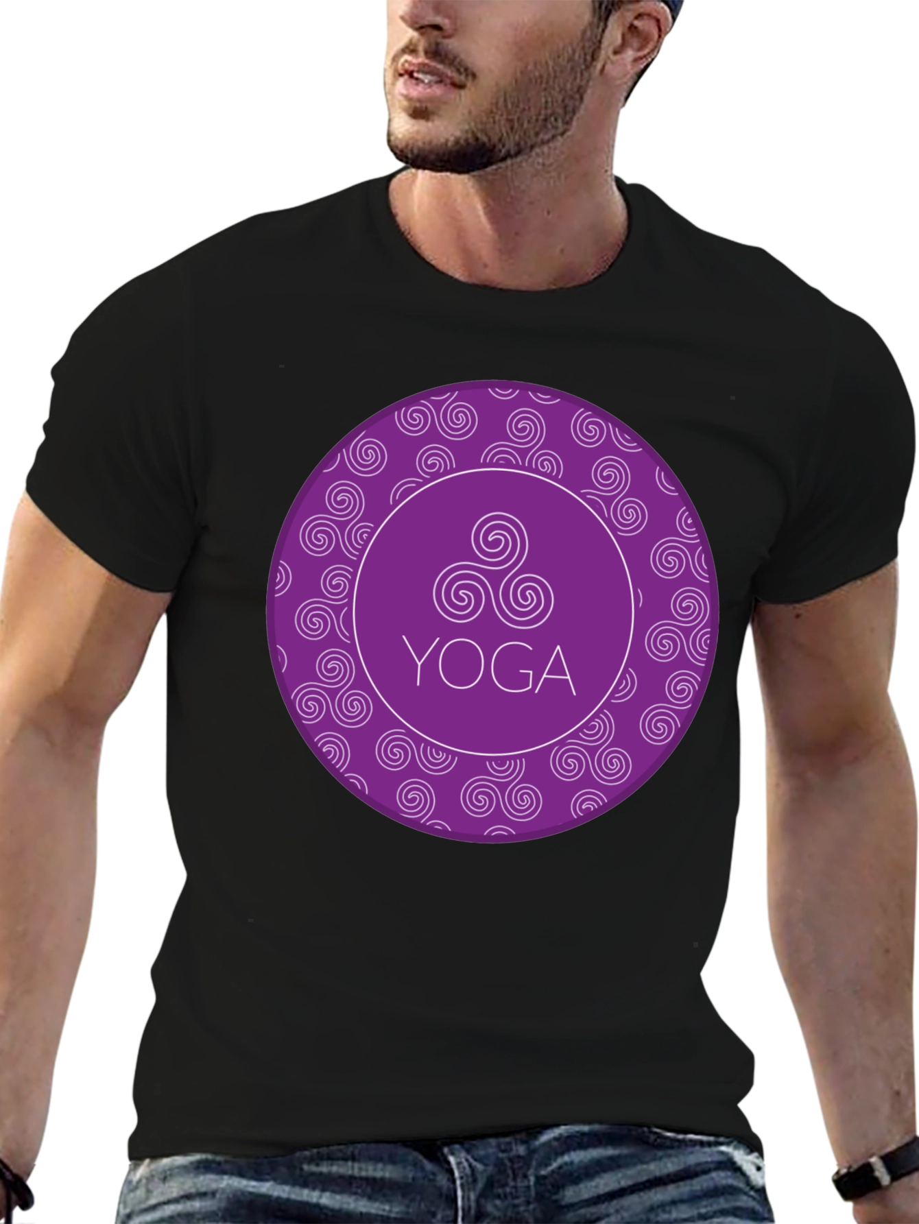 Yoga Swirl T-Shirt - Comfort Fit Black Tee