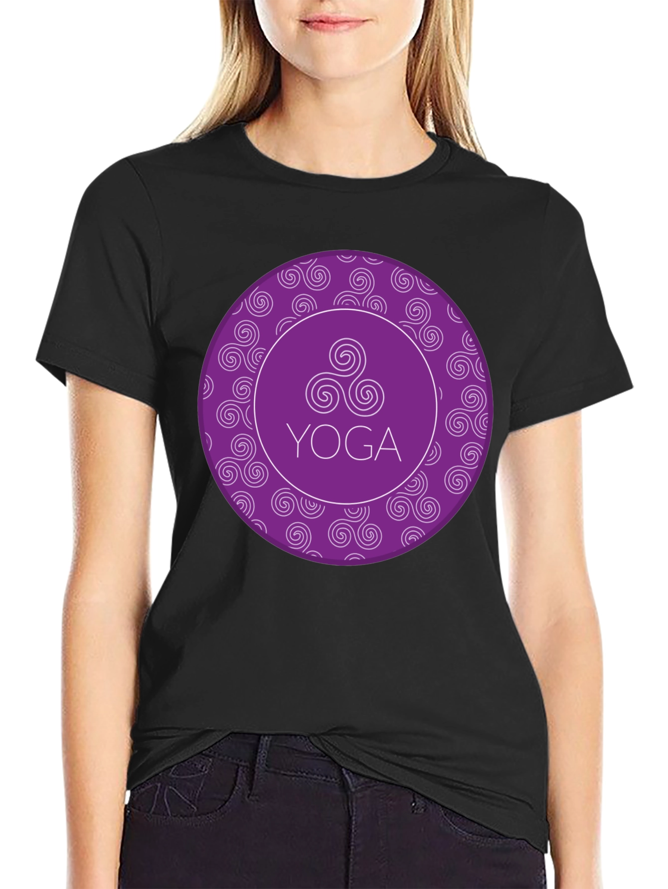 Yoga Swirl T-Shirt - Comfort Fit Black Tee