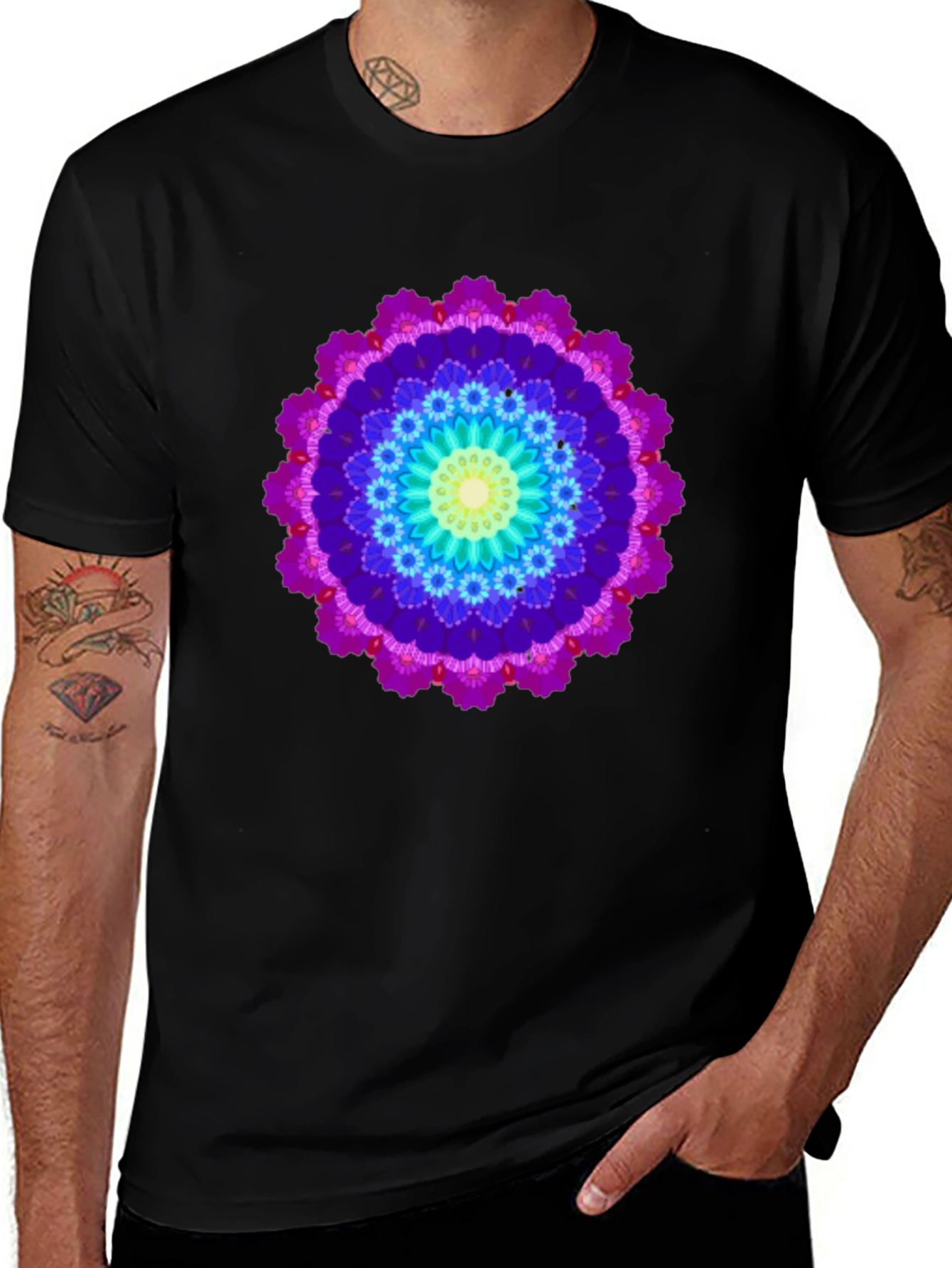 Vibrant Mandala T-Shirt - Unisex Black Tee