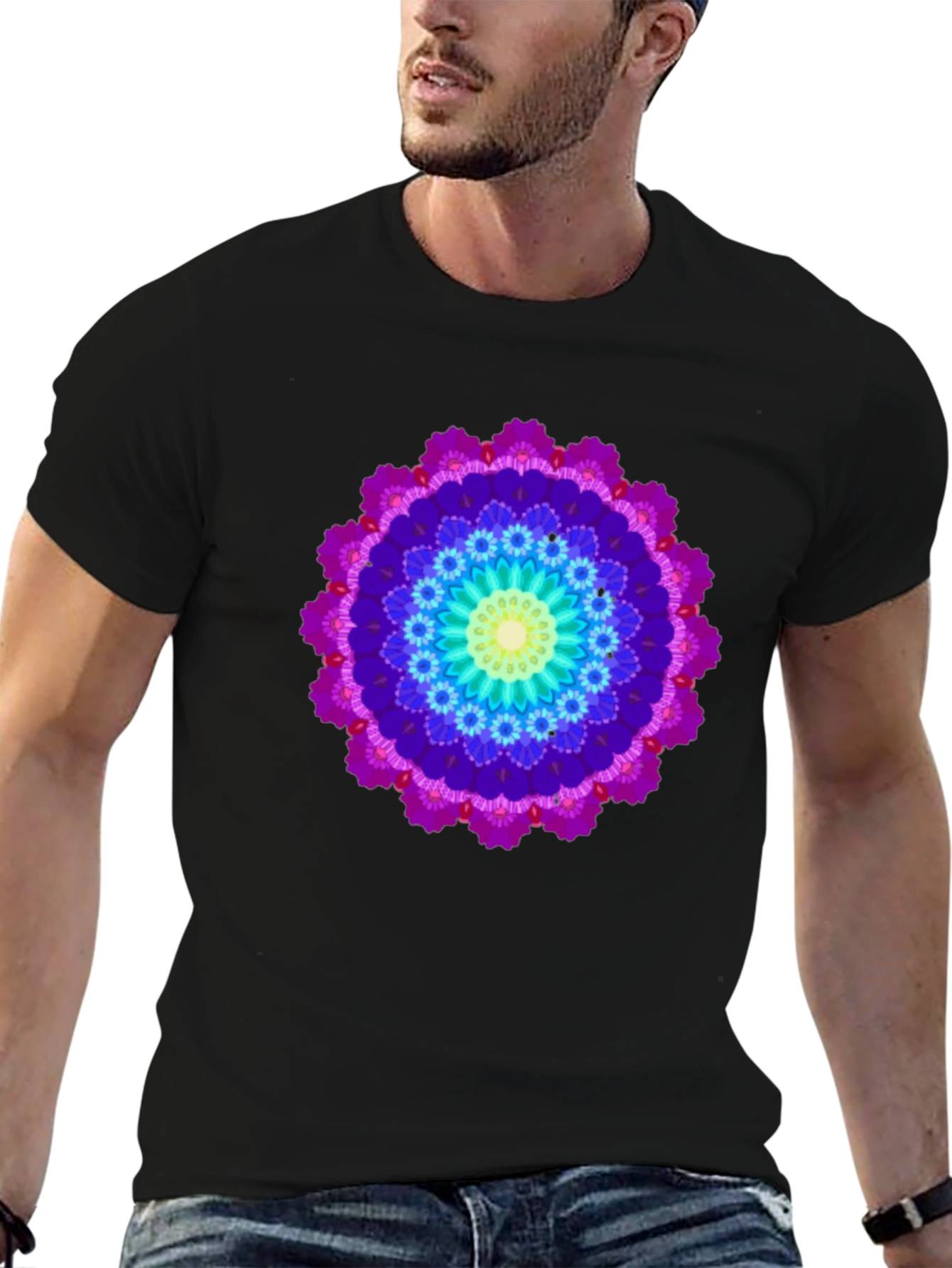 Vibrant Mandala T-Shirt - Unisex Black Tee