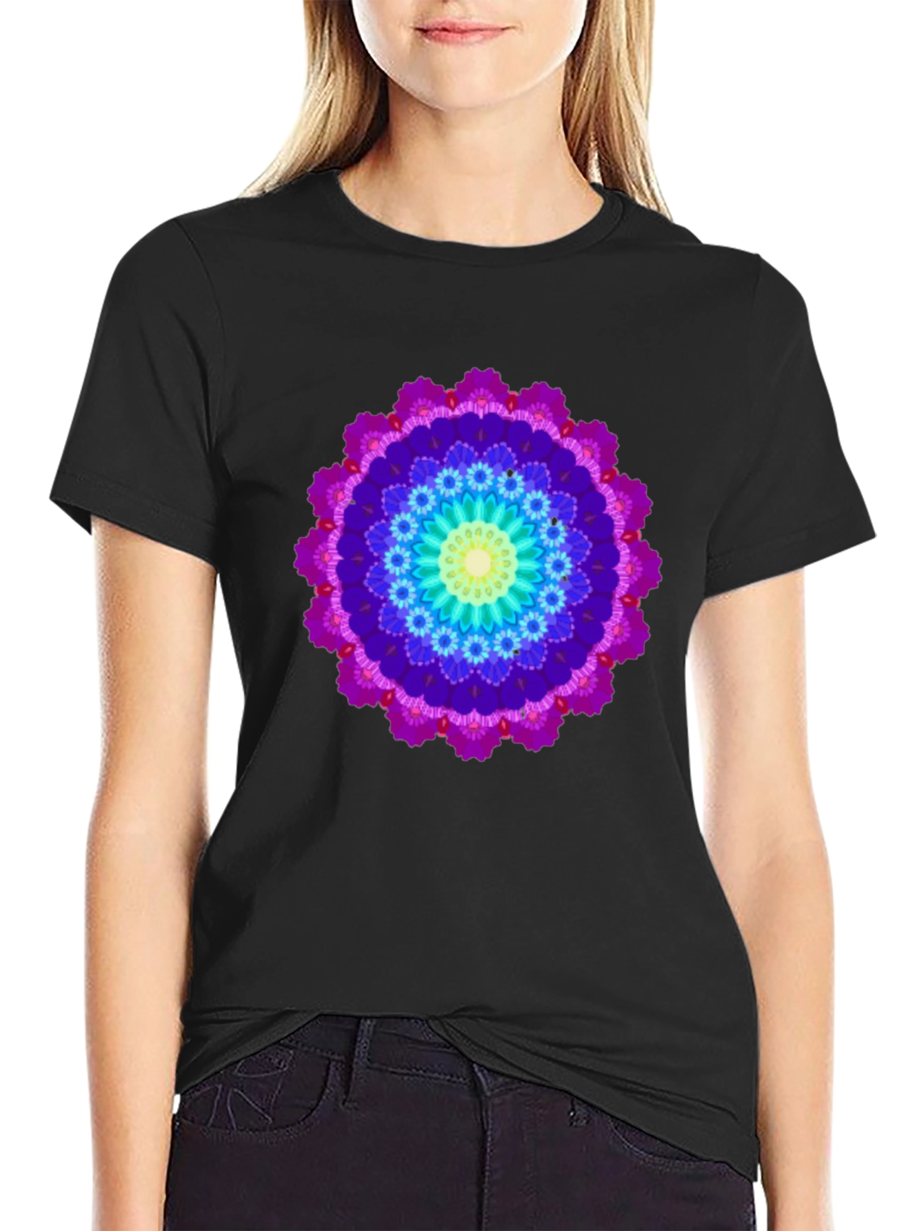 Vibrant Mandala T-Shirt - Unisex Black Tee