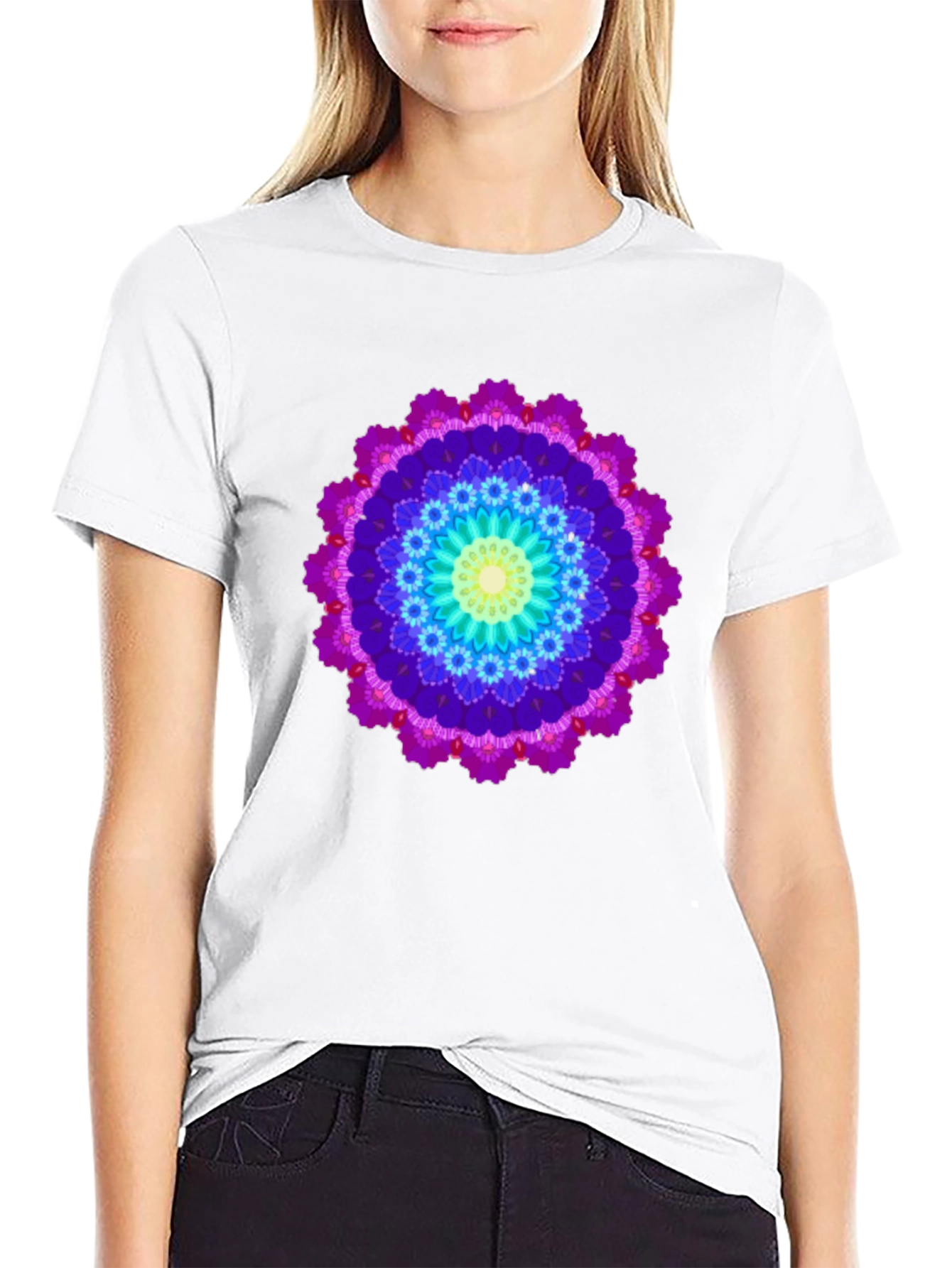 Vibrant Mandala T-Shirt - Unisex Black Tee