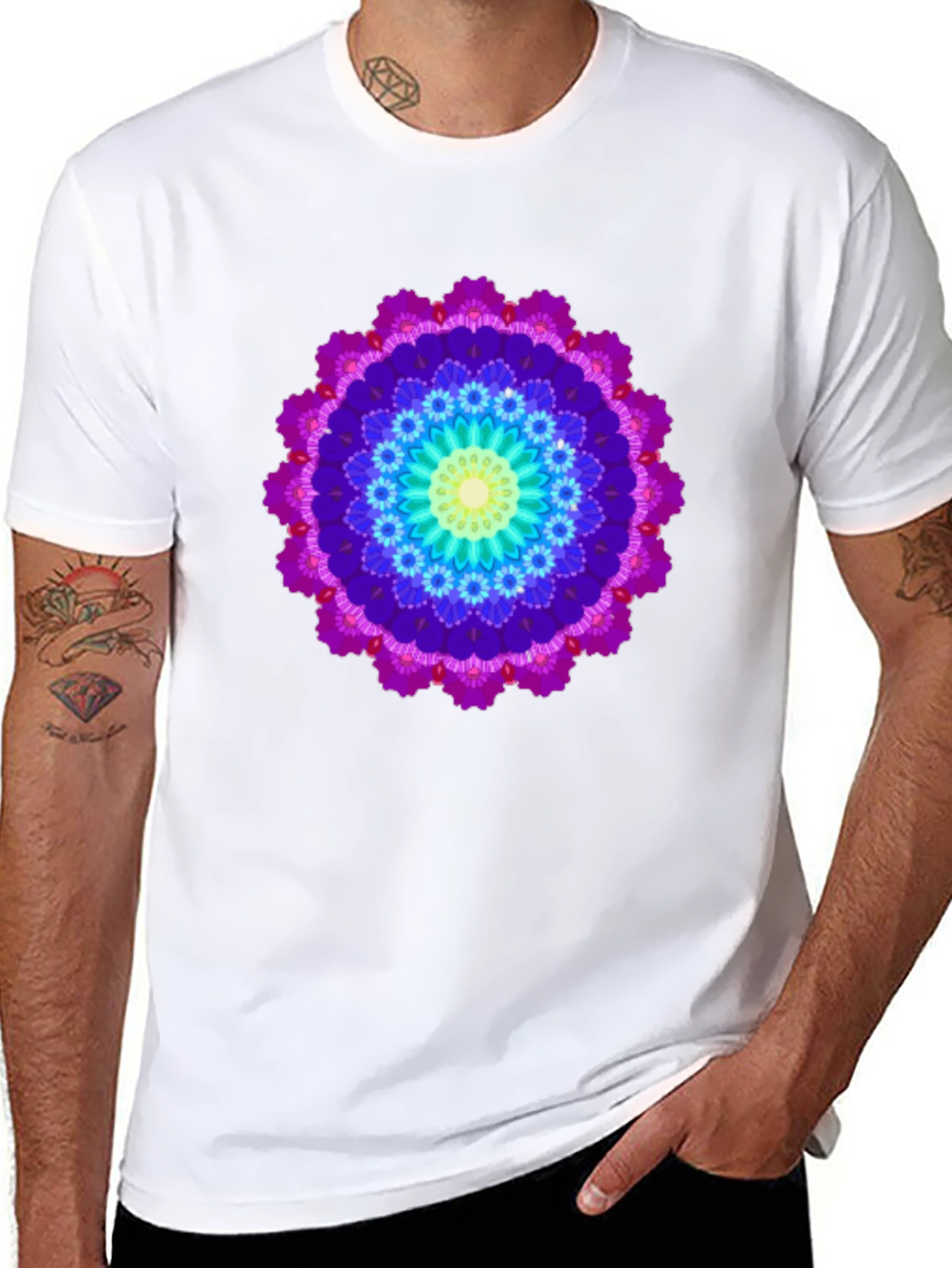 Vibrant Mandala T-Shirt - Unisex Black Tee