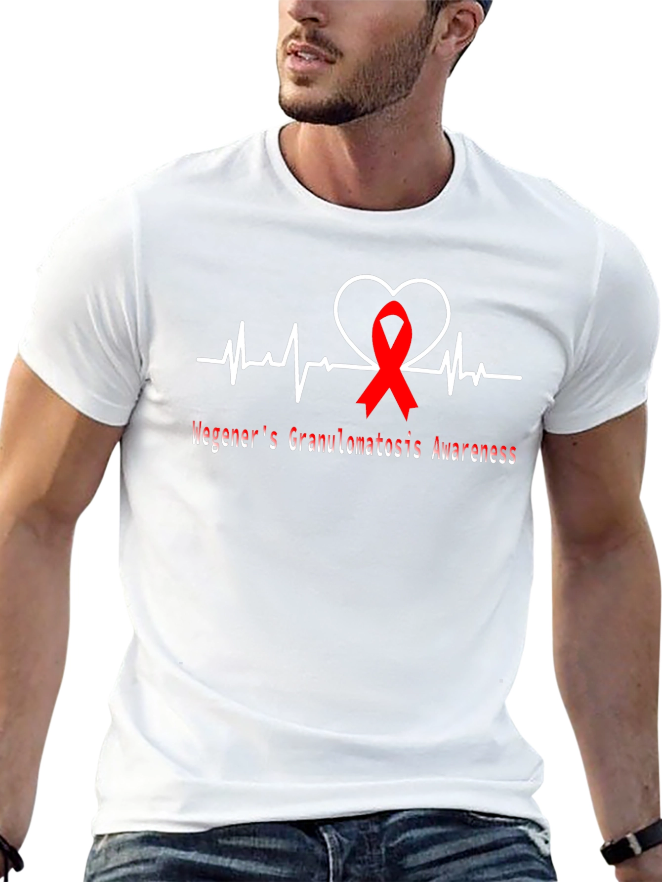 Wegeners Awareness Ribbon Heartbeat T-Shirt