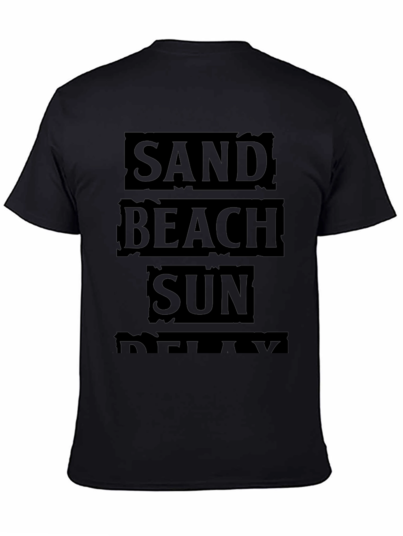 Sand Beach Sun Relax Black Graphic T-Shirt