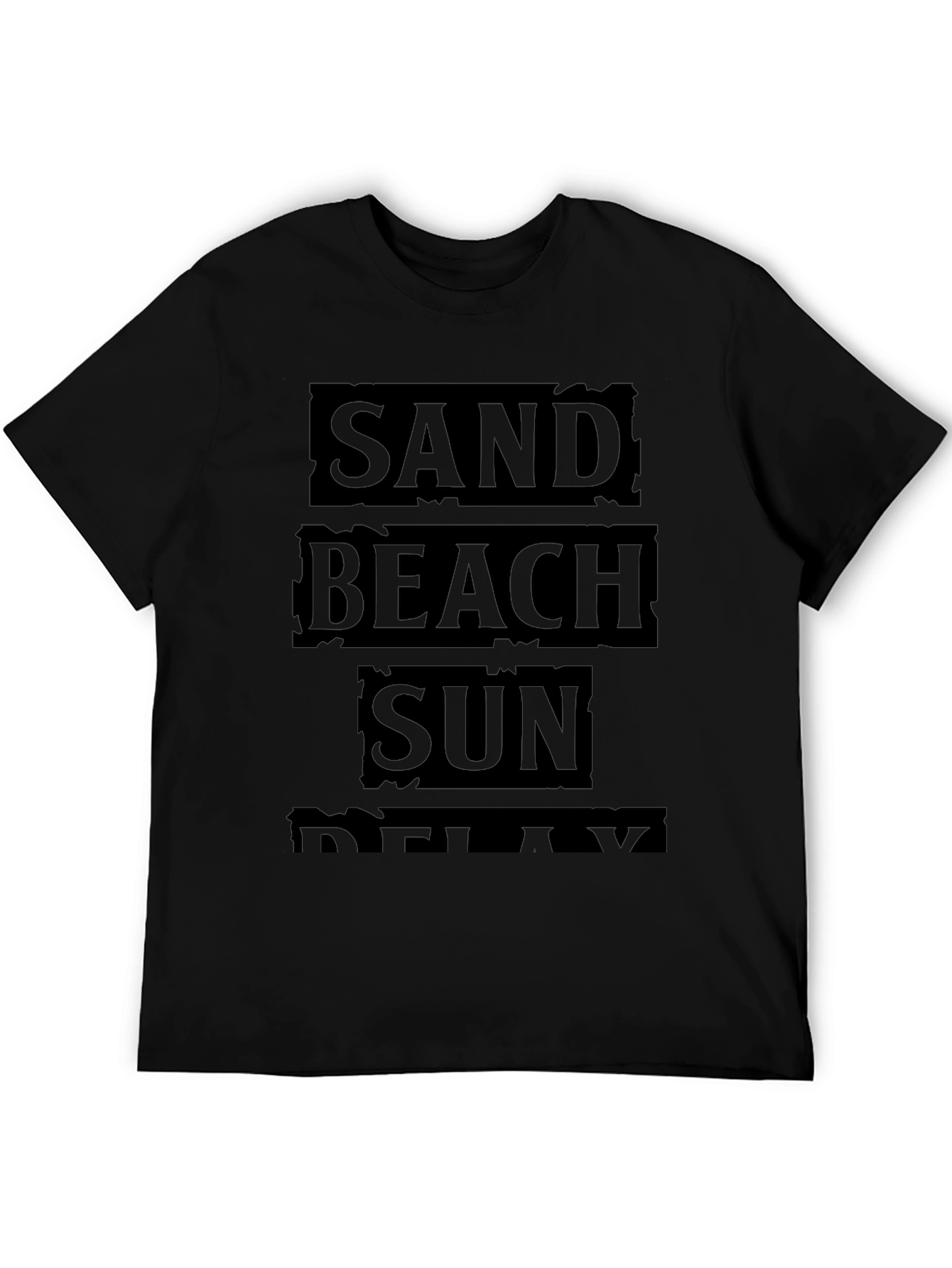 Sand Beach Sun Relax Black Graphic T-Shirt