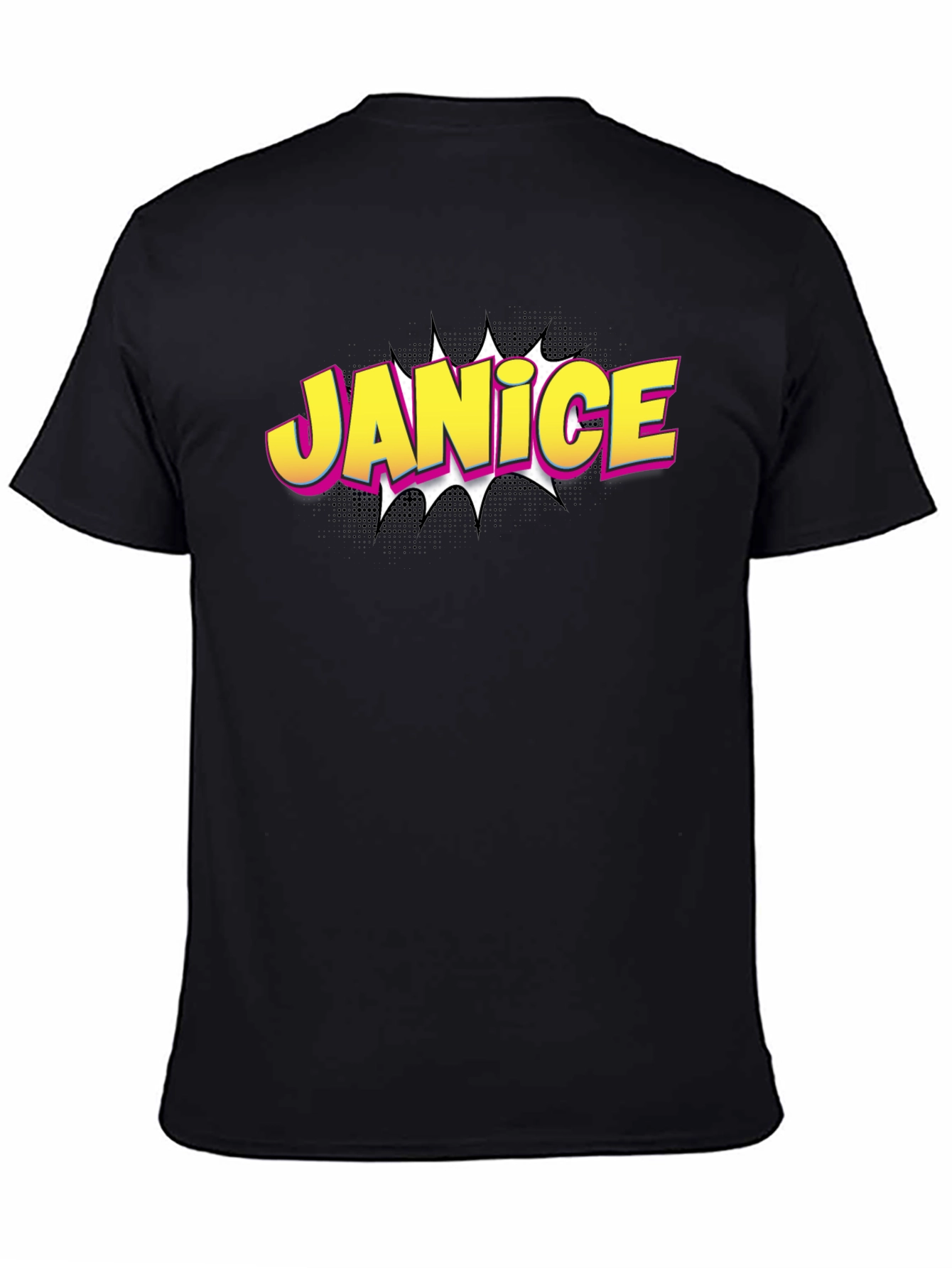 Janice Comic Book Style Black T-Shirt