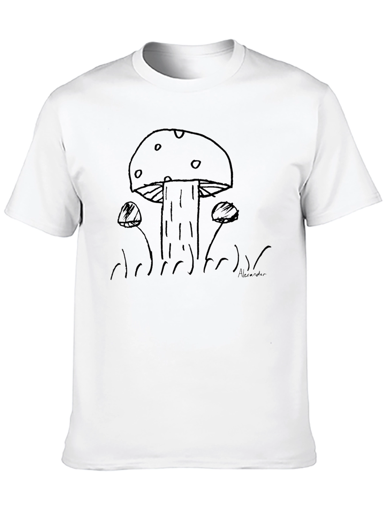 Mushroom Sketch Black T-Shirt