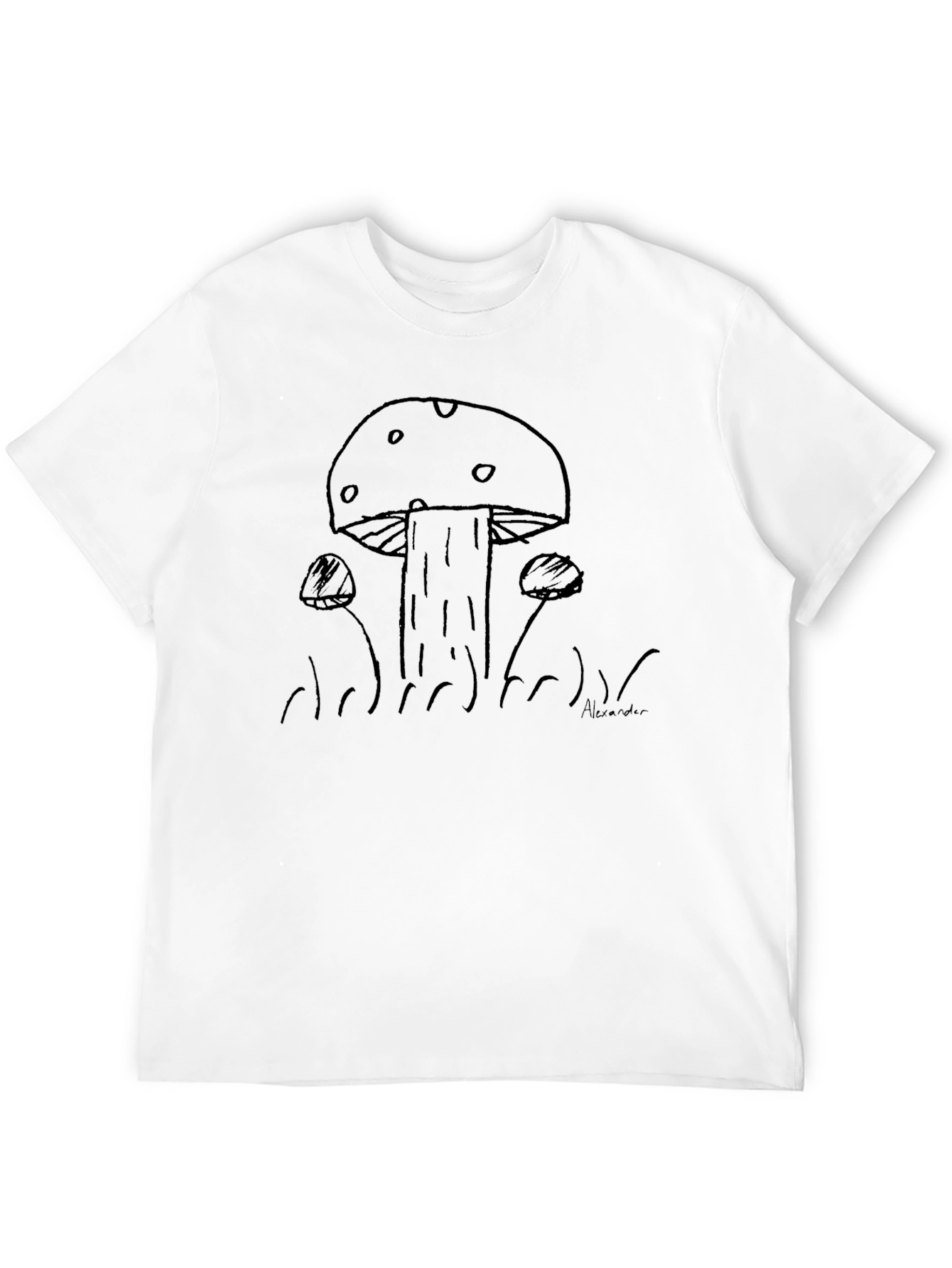 Mushroom Sketch Black T-Shirt