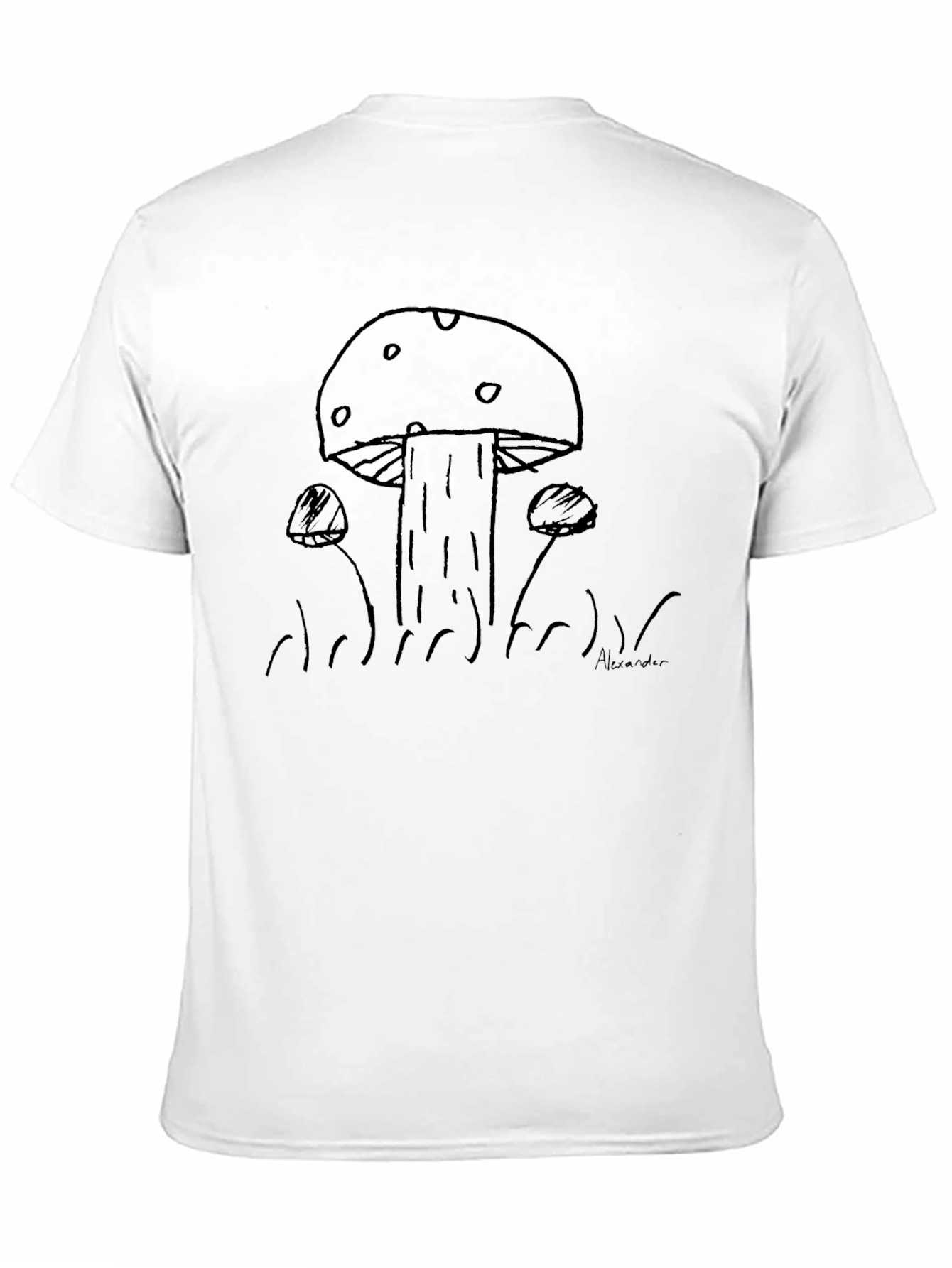 Mushroom Sketch Black T-Shirt