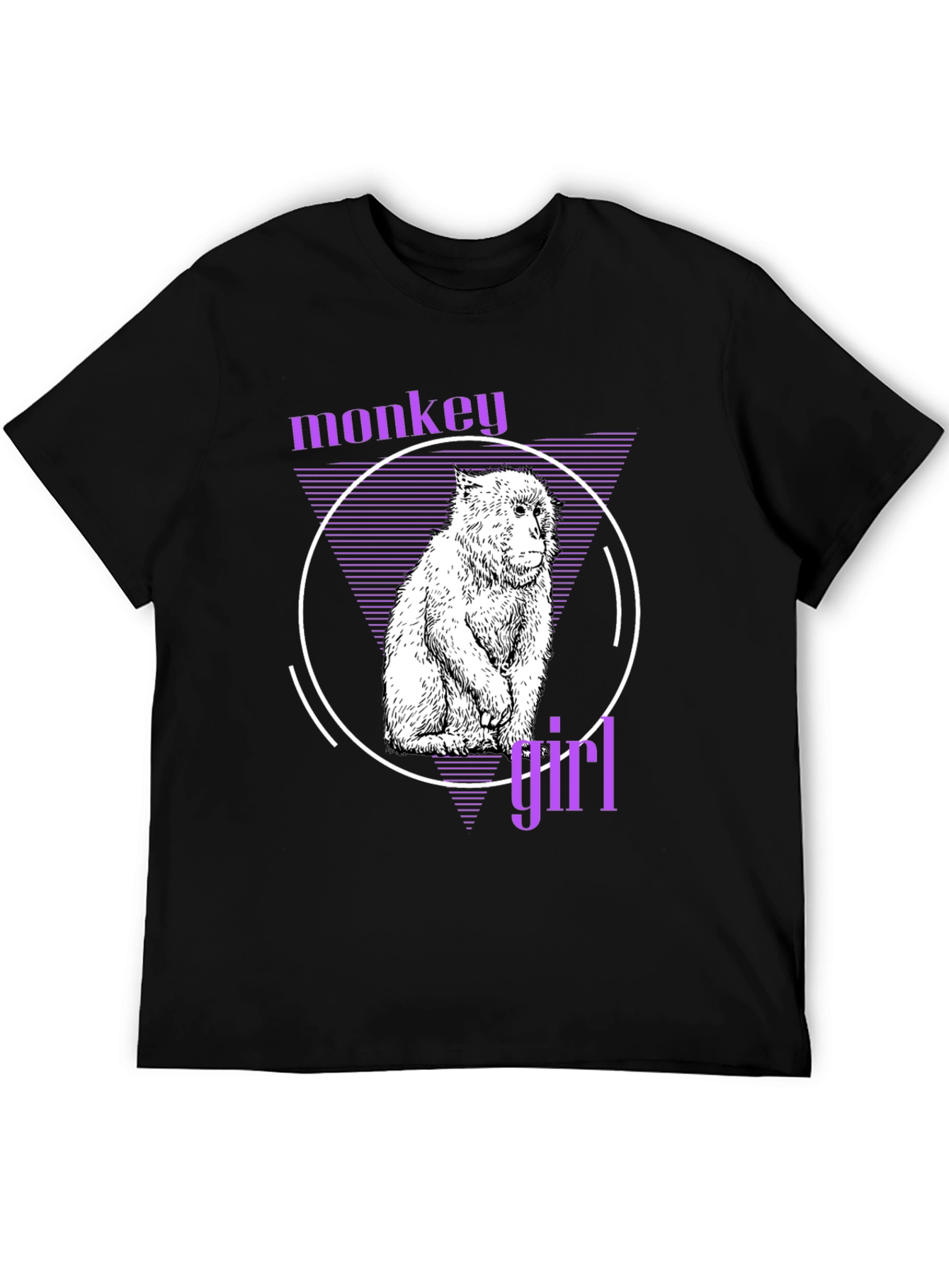 Monkey Girl Graphic Tee - Trendy Black T-Shirt