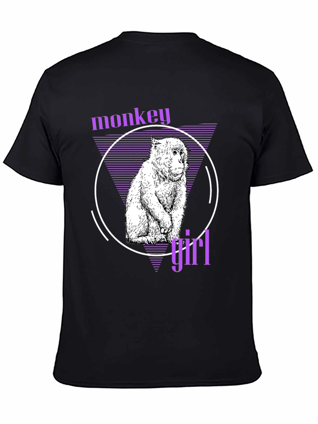 Monkey Girl Graphic Tee - Trendy Black T-Shirt