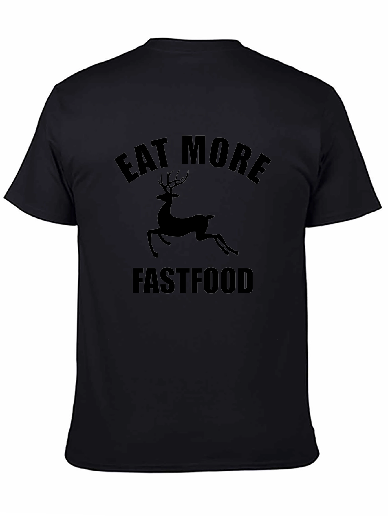 Eat More Fastfood Deer Graphic Tee - Black