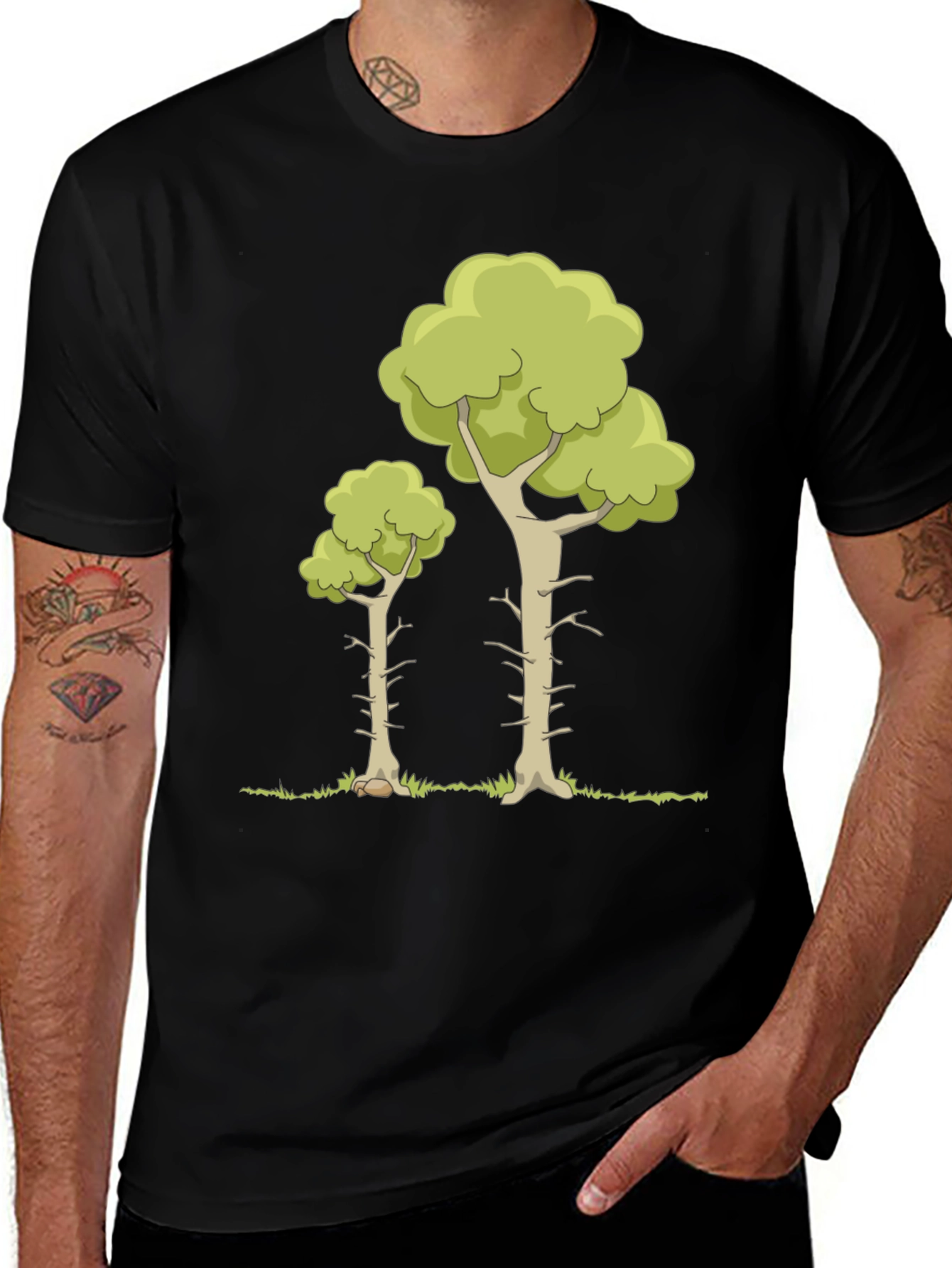 Cartoon Tree Graphic Tee - Nature Lover T-Shirt