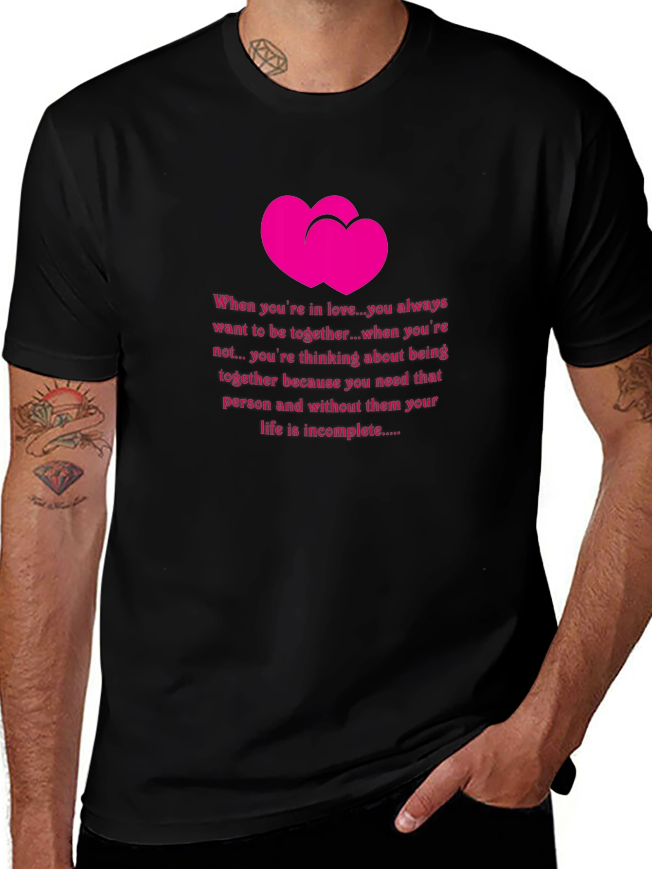 Romantic Hearts T-Shirt - Love Quote Tee