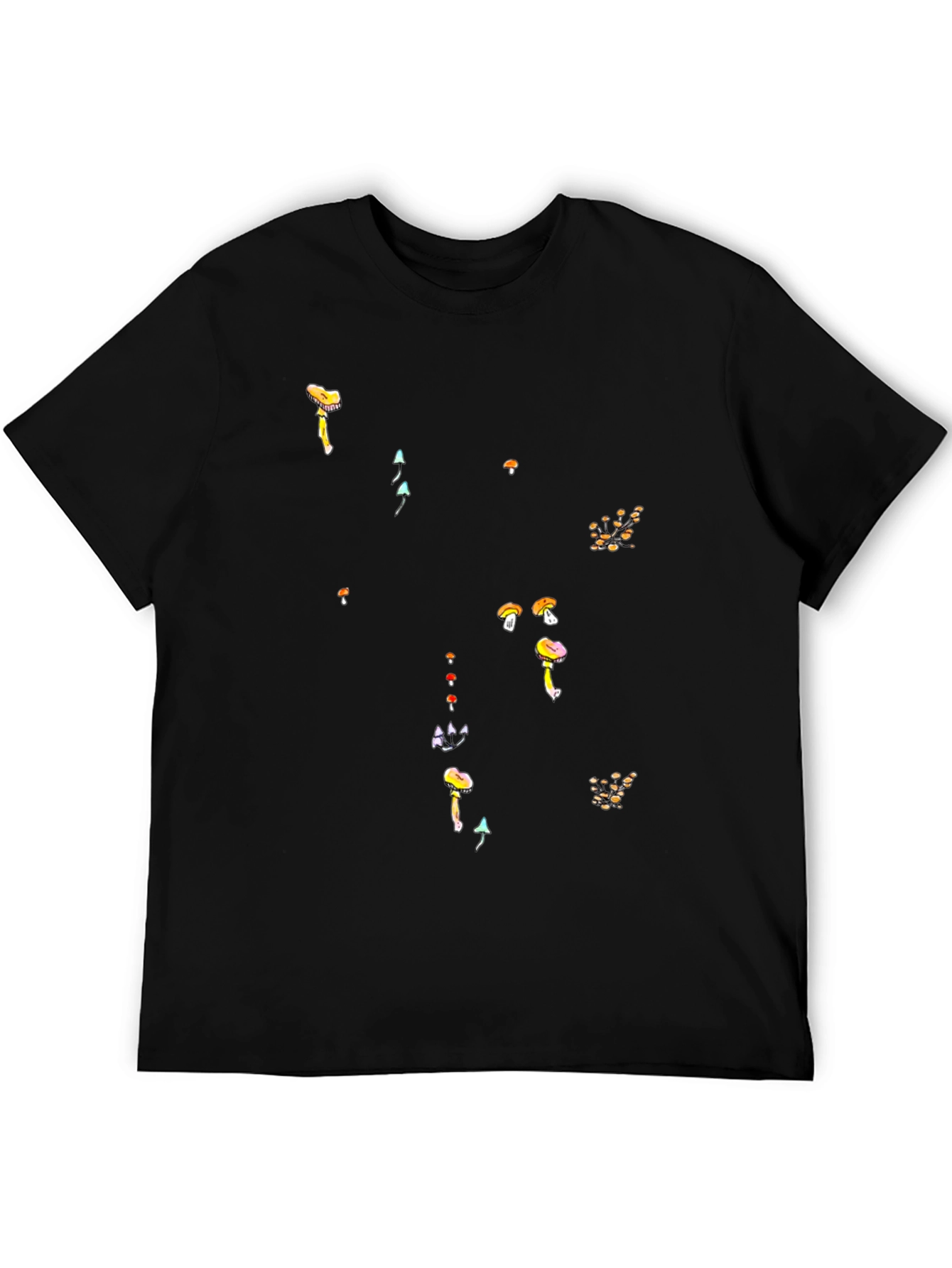 Mushroom Print Black T-Shirt - Funky Casual Style