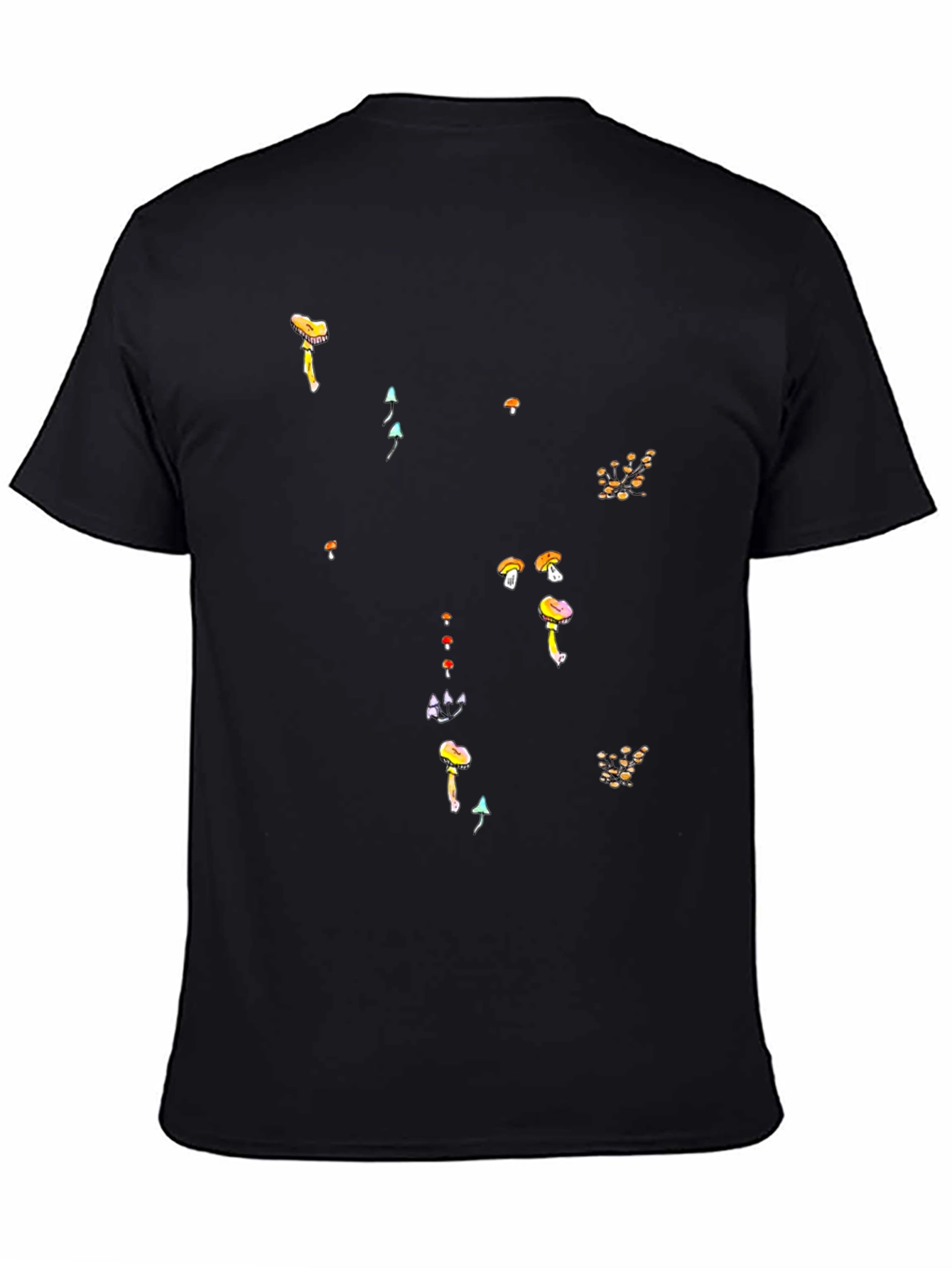 Mushroom Print Black T-Shirt - Funky Casual Style