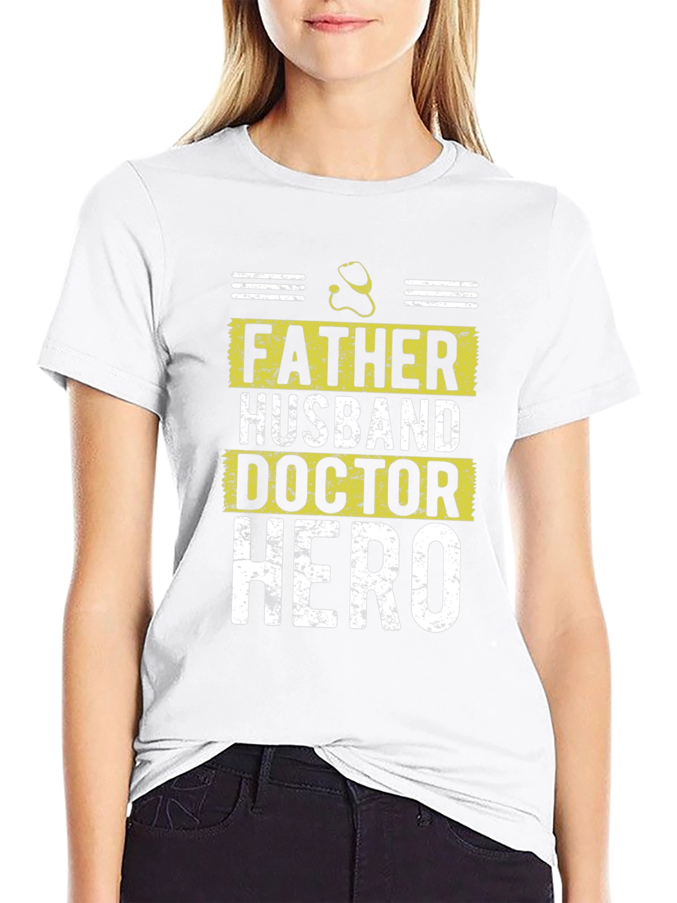 Father Husband Doctor Hero Graphic Tee - Black